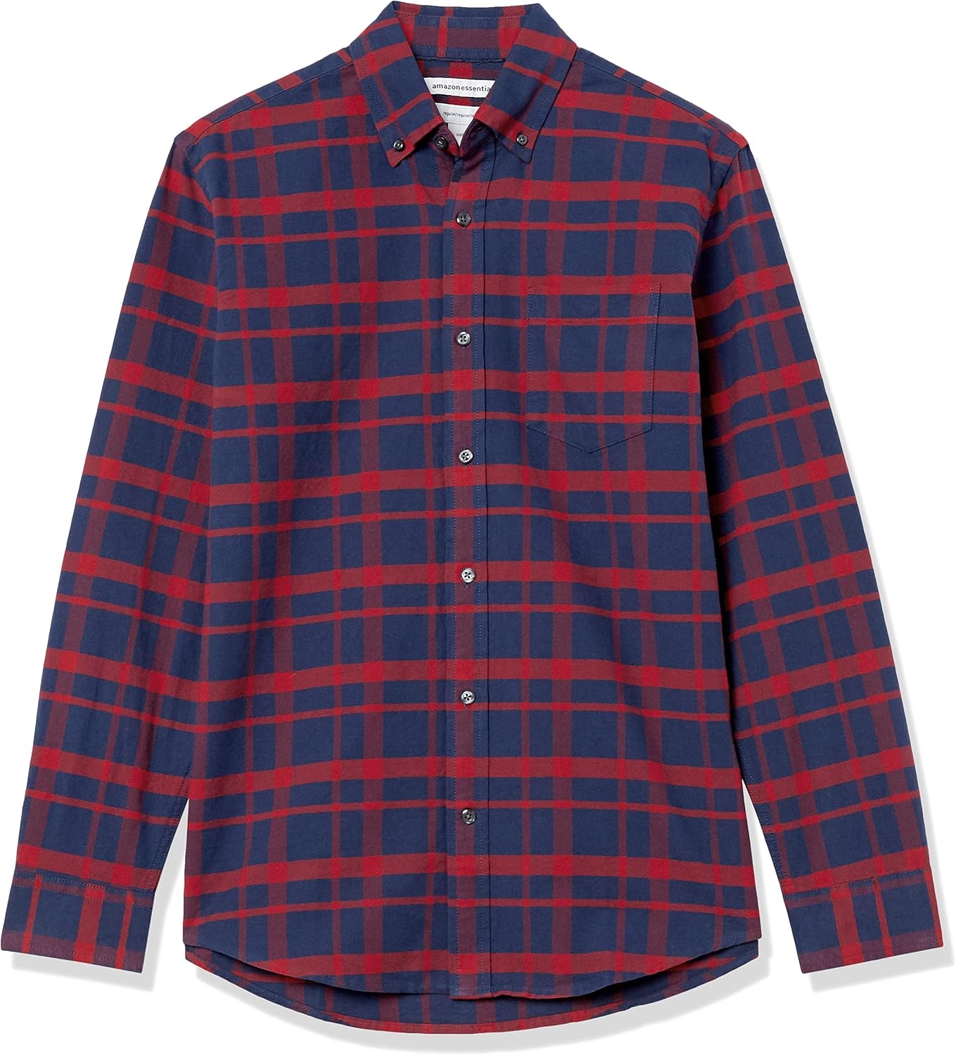 image:imageAmazon Essentials Mens LongSleeve Pocket Oxford ShirtNavy Windowpane