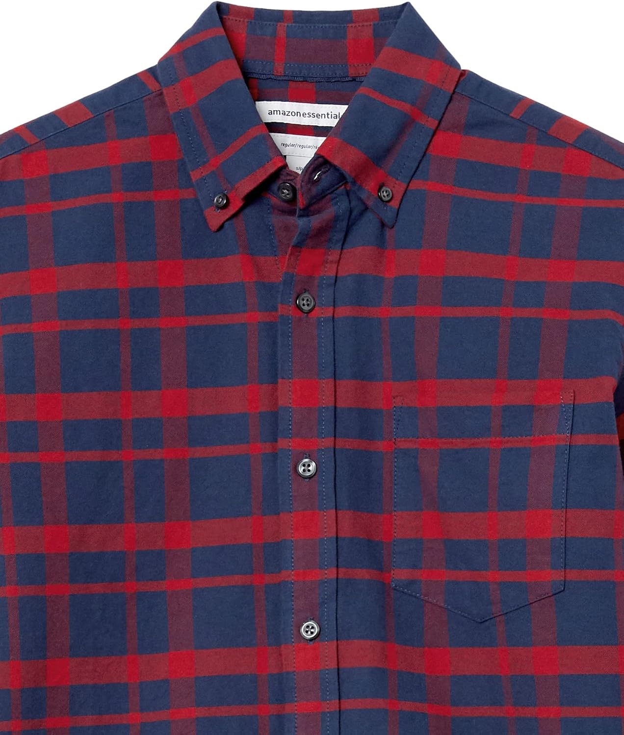 image:imageAmazon Essentials Mens LongSleeve Pocket Oxford ShirtNavy Windowpane
