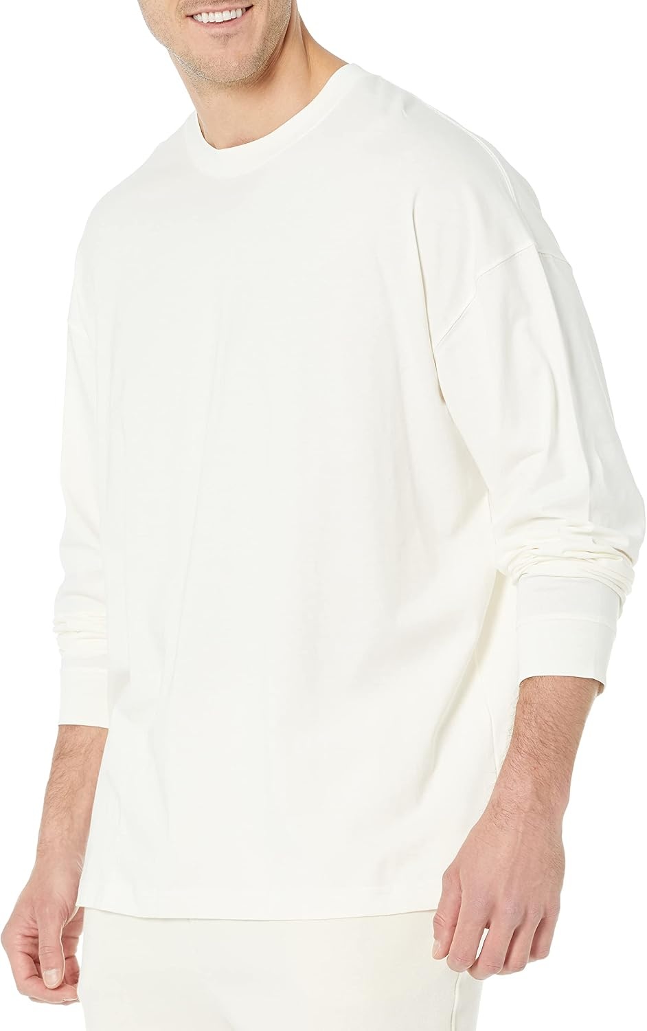 image:imageAmazon Essentials Mens OversizedFit LongSleeve Organic Cotton TShirtEggshell White