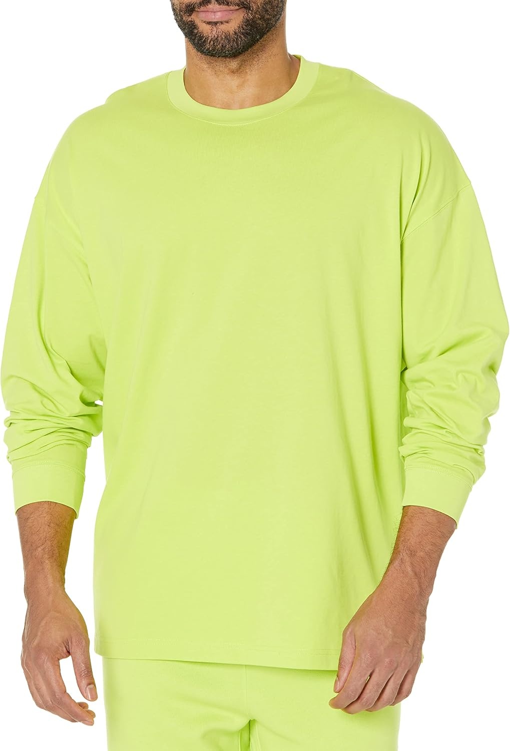 image:imageAmazon Essentials Mens OversizedFit LongSleeve Organic Cotton TShirtLime Green