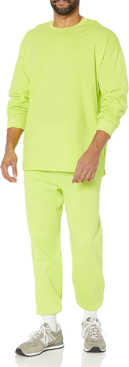 image:imageAmazon Essentials Mens OversizedFit LongSleeve Organic Cotton TShirtLime Green