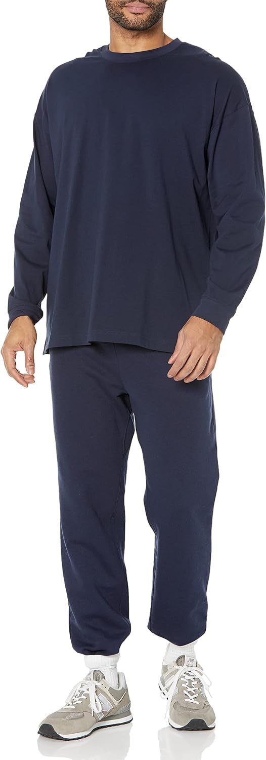 image:imageAmazon Essentials Mens OversizedFit LongSleeve Organic Cotton TShirtNavy
