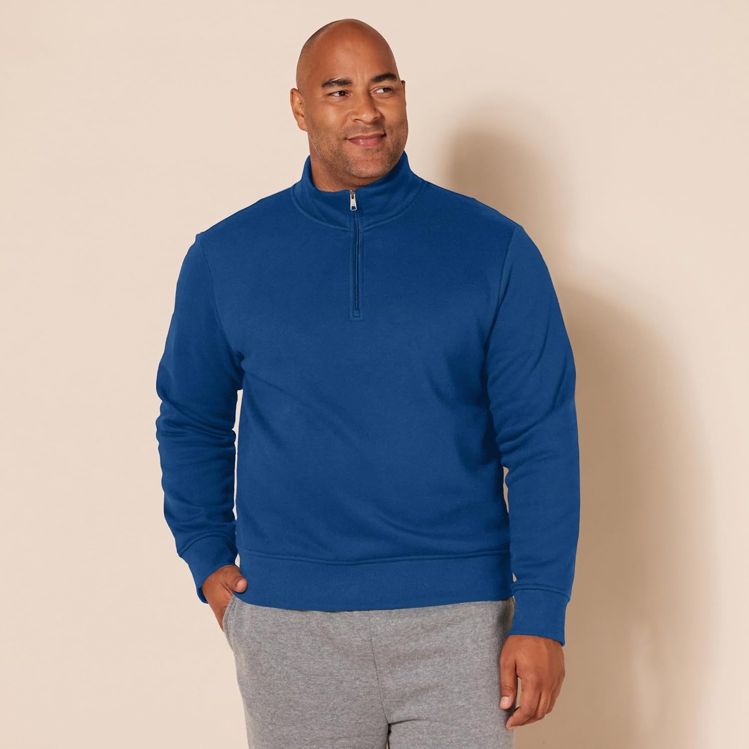 image:imageAmazon Essentials Mens Regular Fit LongSleeve QuarterZip Pullover Fleece Sweatshirt with Mock Neck MidweightDark Teal