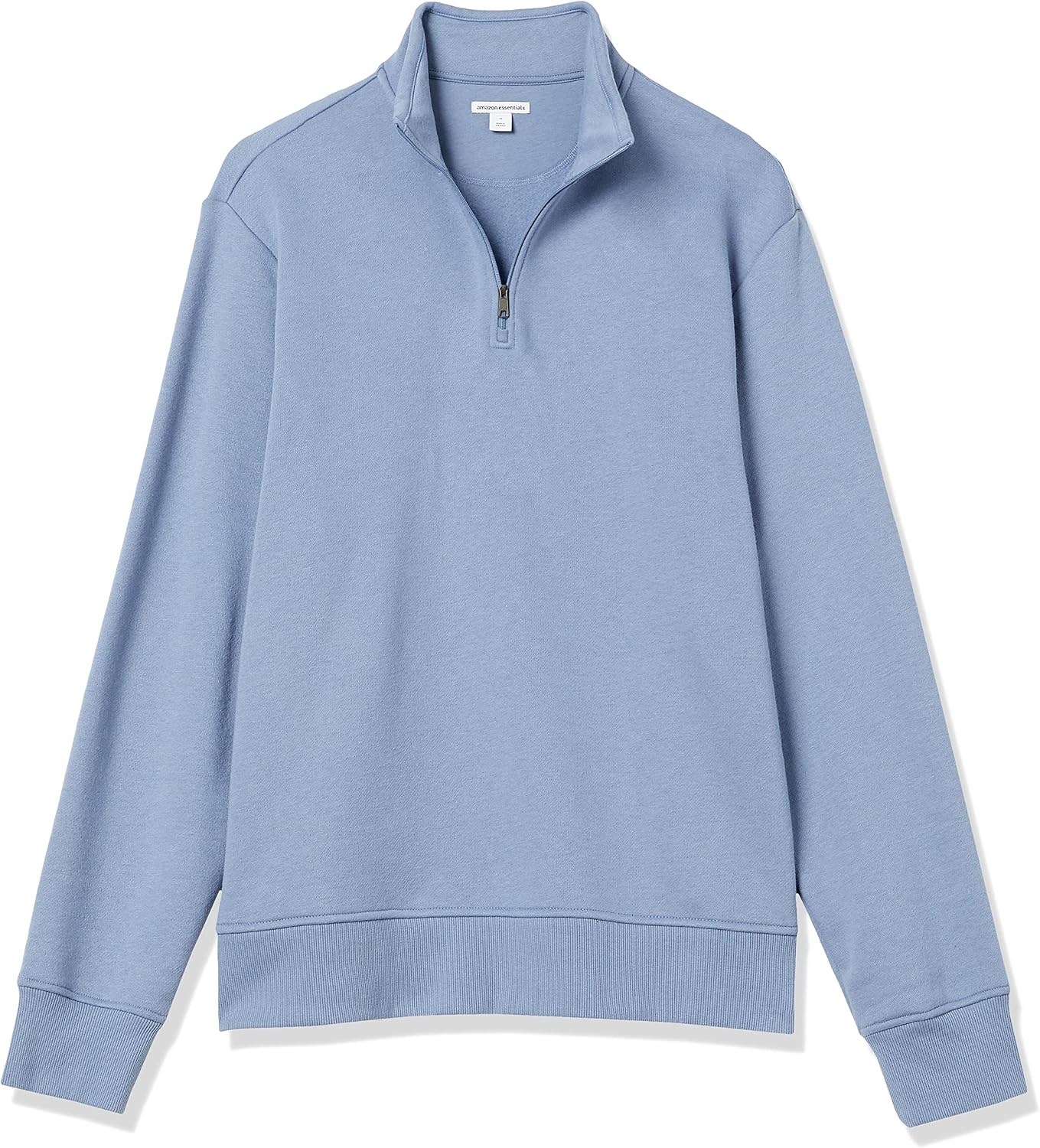 image:imageAmazon Essentials Mens Regular Fit LongSleeve QuarterZip Pullover Fleece Sweatshirt with Mock Neck MidweightDenim Blue