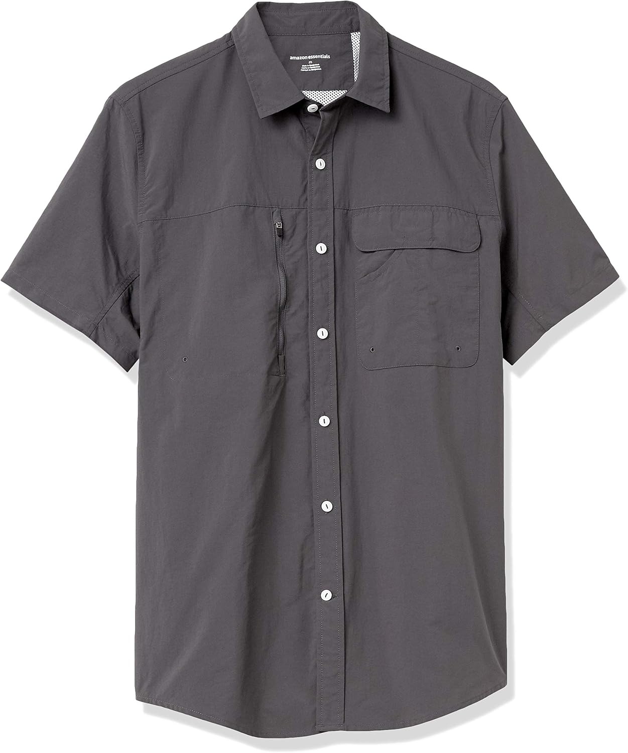 image:imageAmazon Essentials Mens Regularfit ShortSleeve Moisture Wicking Hiking ShirtDark Grey