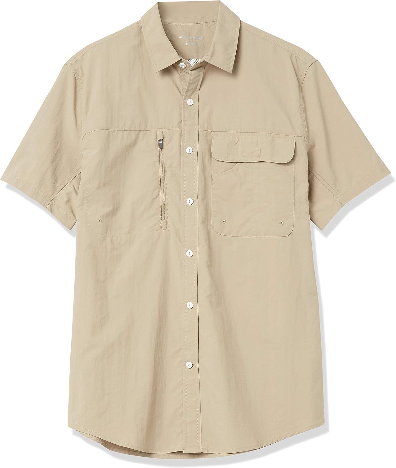image:imageAmazon Essentials Mens Regularfit ShortSleeve Moisture Wicking Hiking ShirtKhaki Brown