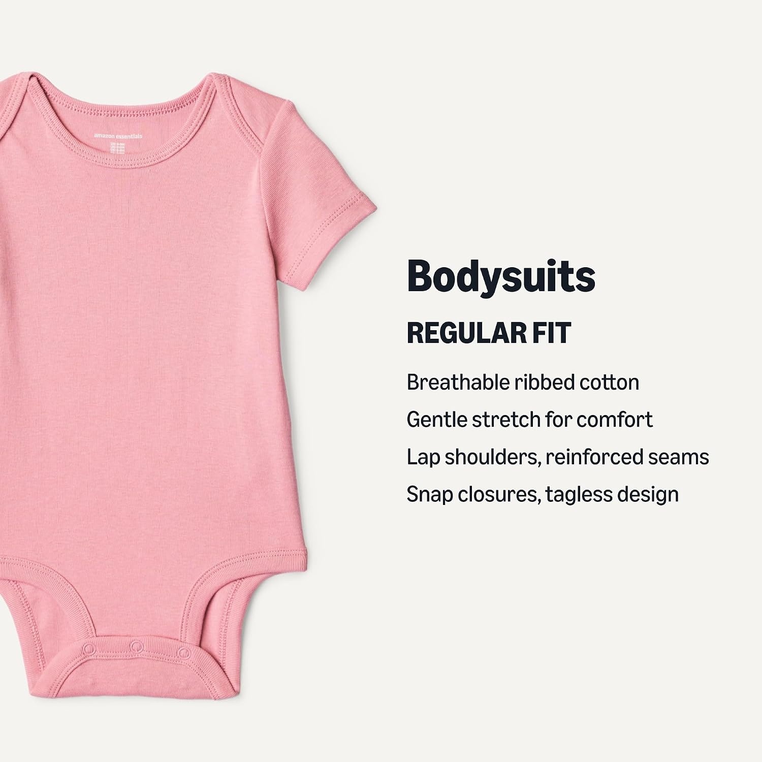 image:imageAmazon Essentials Unisex Babies ShortSleeve BodysuitsLight Heather GreyPink