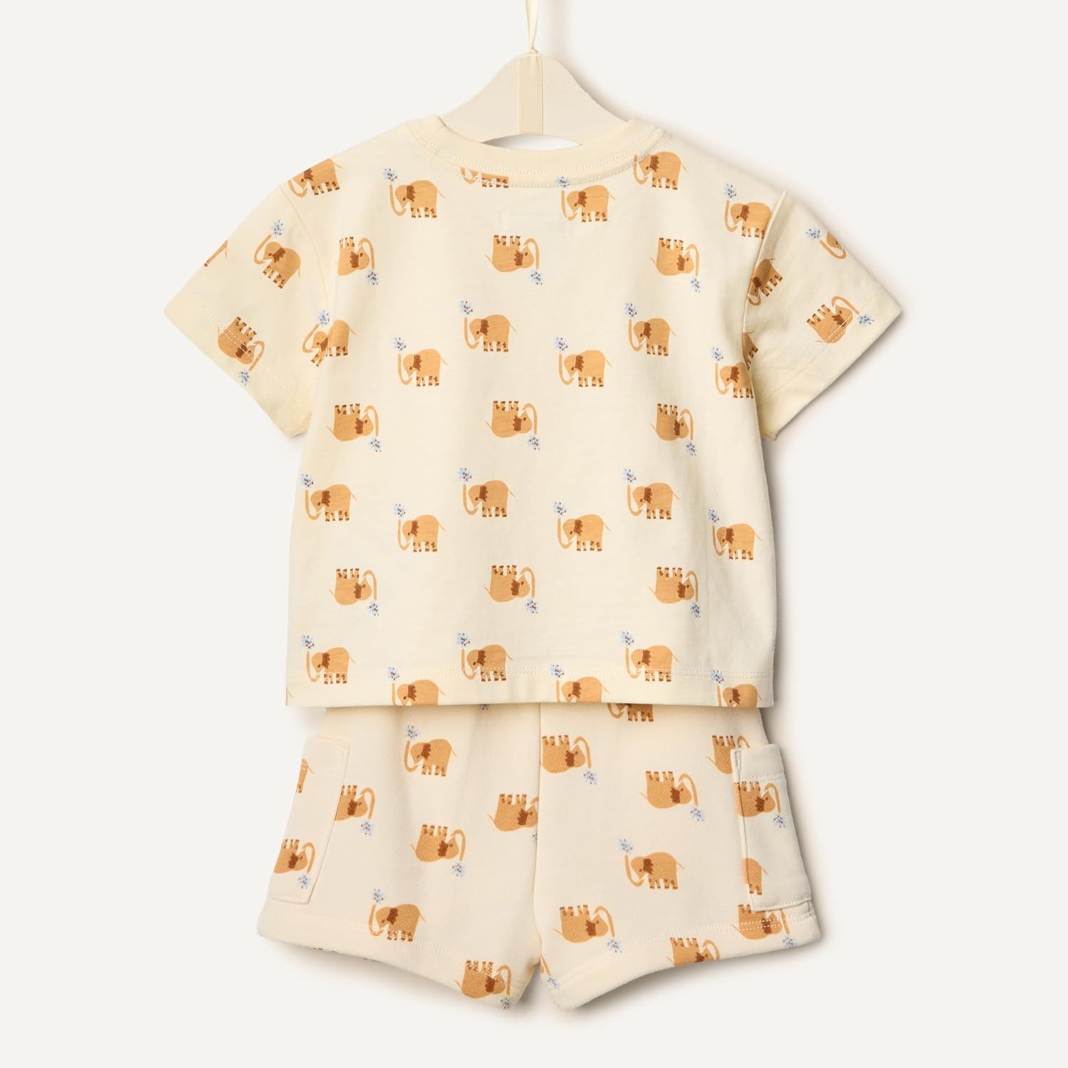 image:imageAmazon Essentials x Sofia Grainge Babies Toddlers and Boys TShirt and Short Play Set MultipacksIvory Elephants
