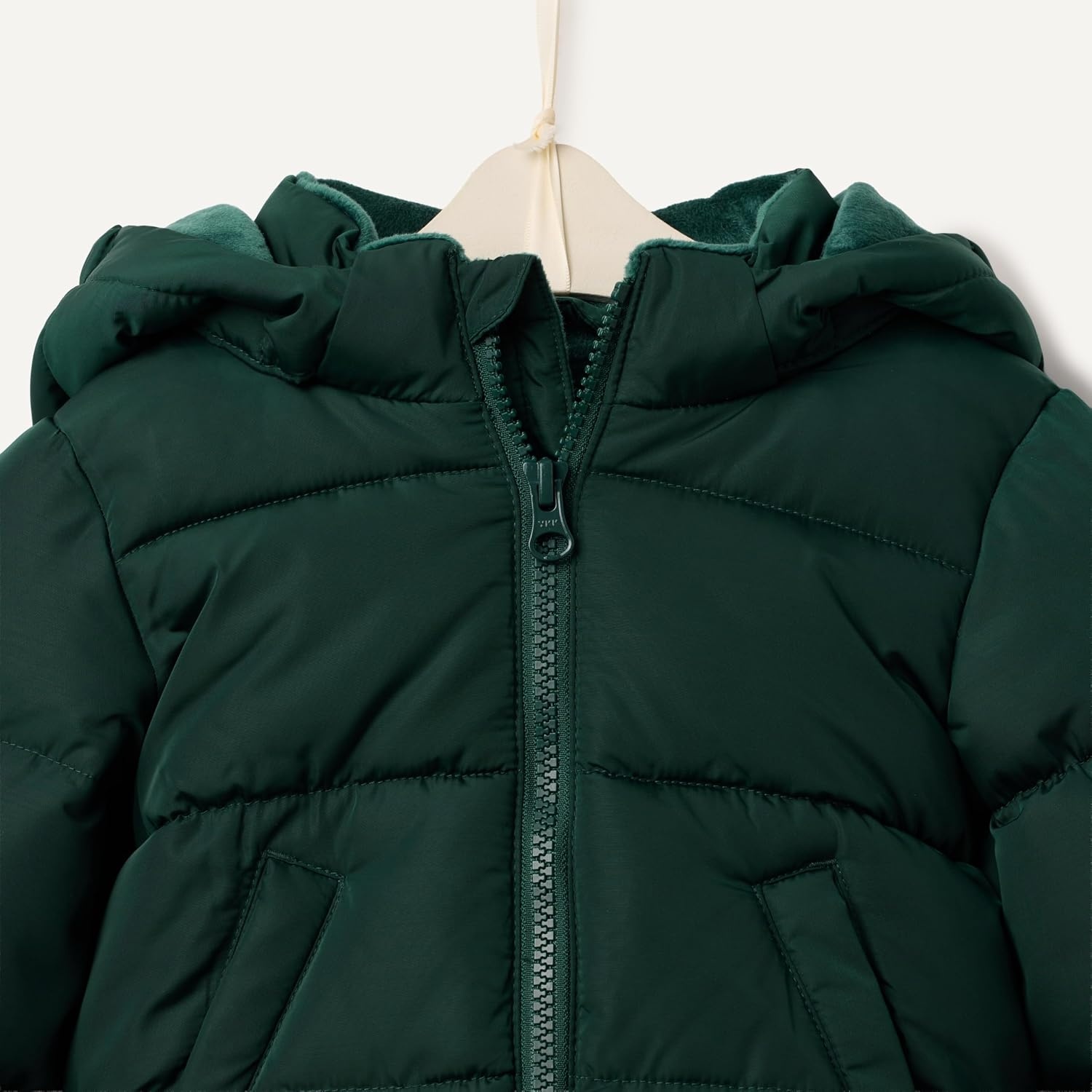 image:imageAmazon Essentials x Sofia Grainge Babies Toddlers and Boys WaterResistant Hooded Puffer JacketDark Green