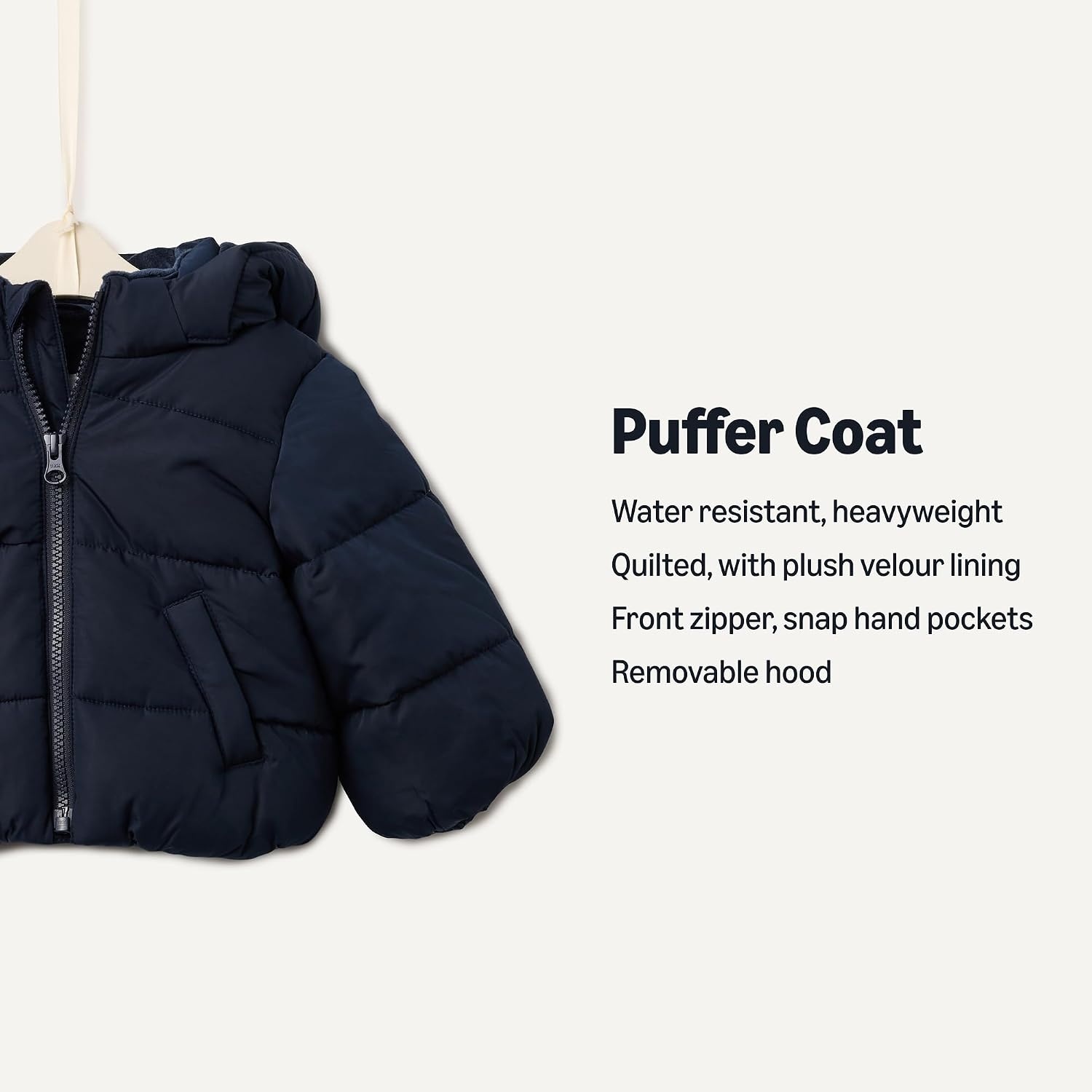image:imageAmazon Essentials x Sofia Grainge Babies Toddlers and Boys WaterResistant Hooded Puffer JacketNavy