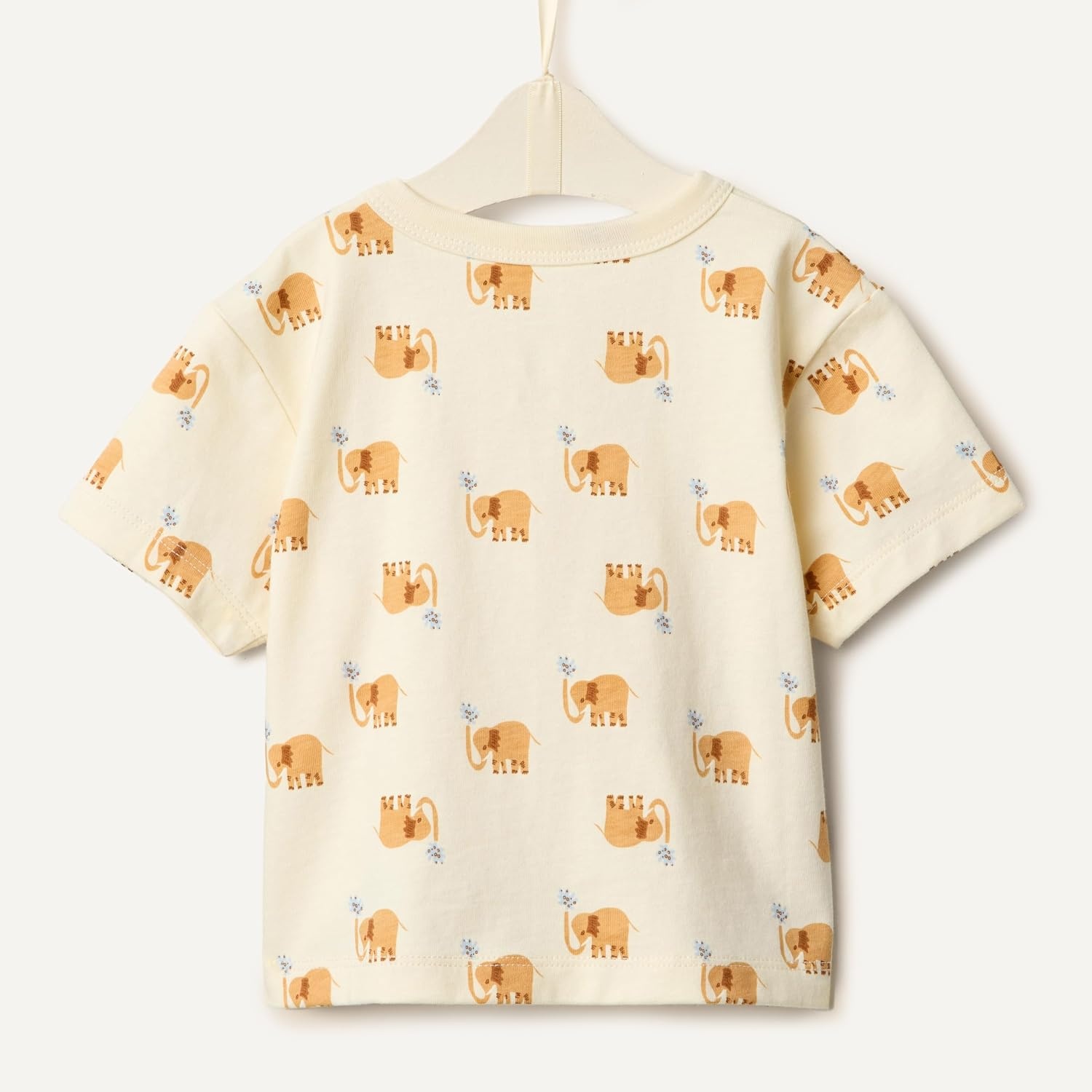 image:imageAmazon Essentials x Sofia Grainge Baby Boys Cotton Crewneck Short Sleeve TShirts with Shoulder SnapElephantsNavy