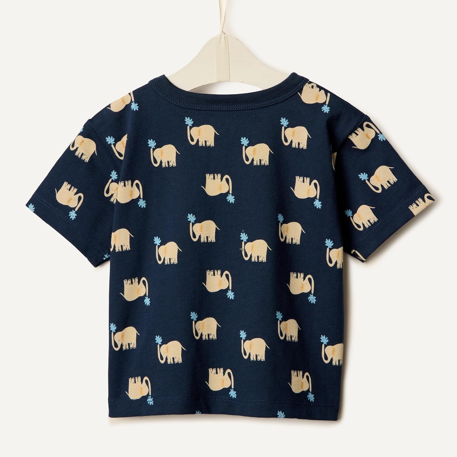 image:imageAmazon Essentials x Sofia Grainge Baby Boys Cotton Crewneck Short Sleeve TShirts with Shoulder SnapElephantsWhite