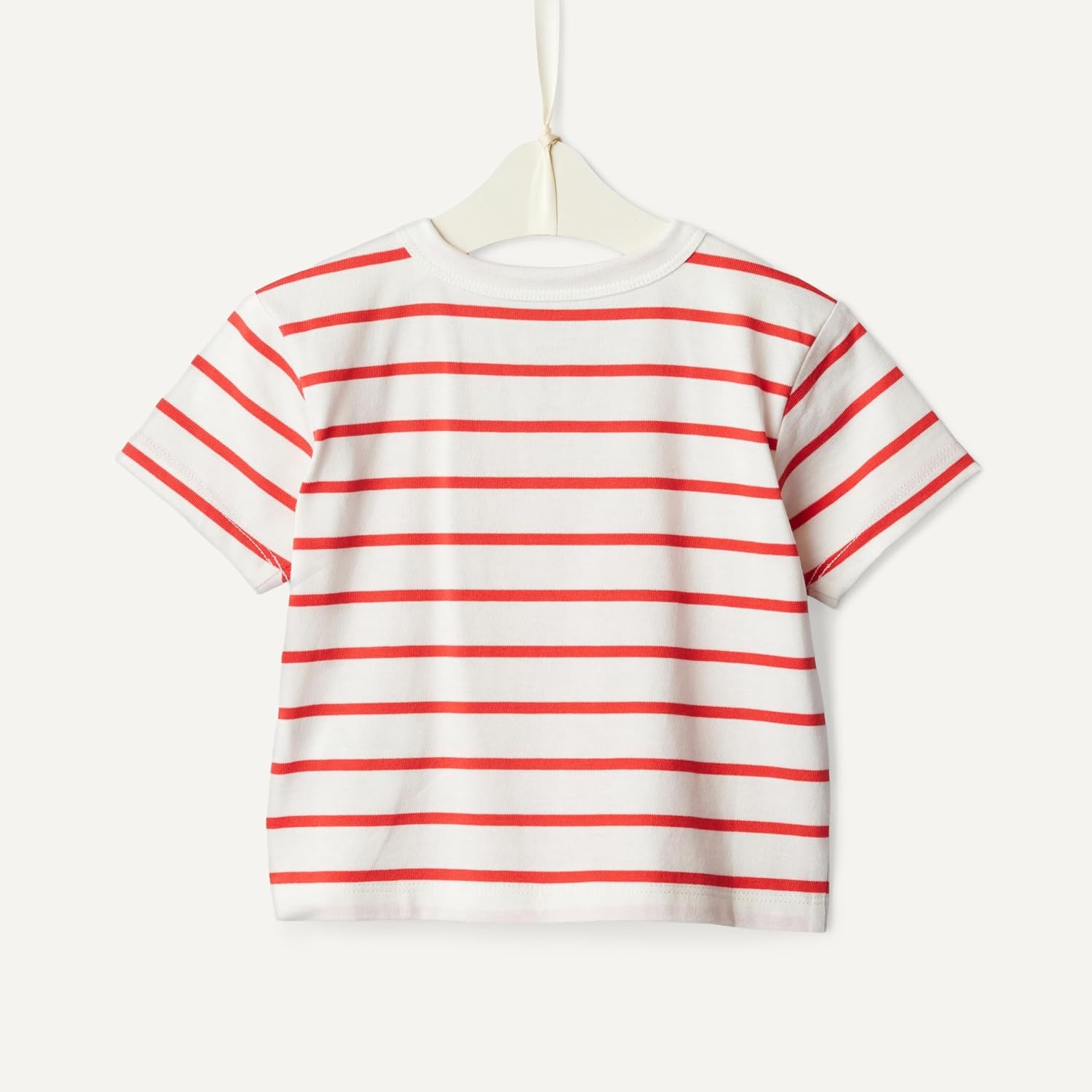image:imageAmazon Essentials x Sofia Grainge Baby Boys Cotton Crewneck Short Sleeve TShirts with Shoulder SnapPetit SoleilUneven Stripe