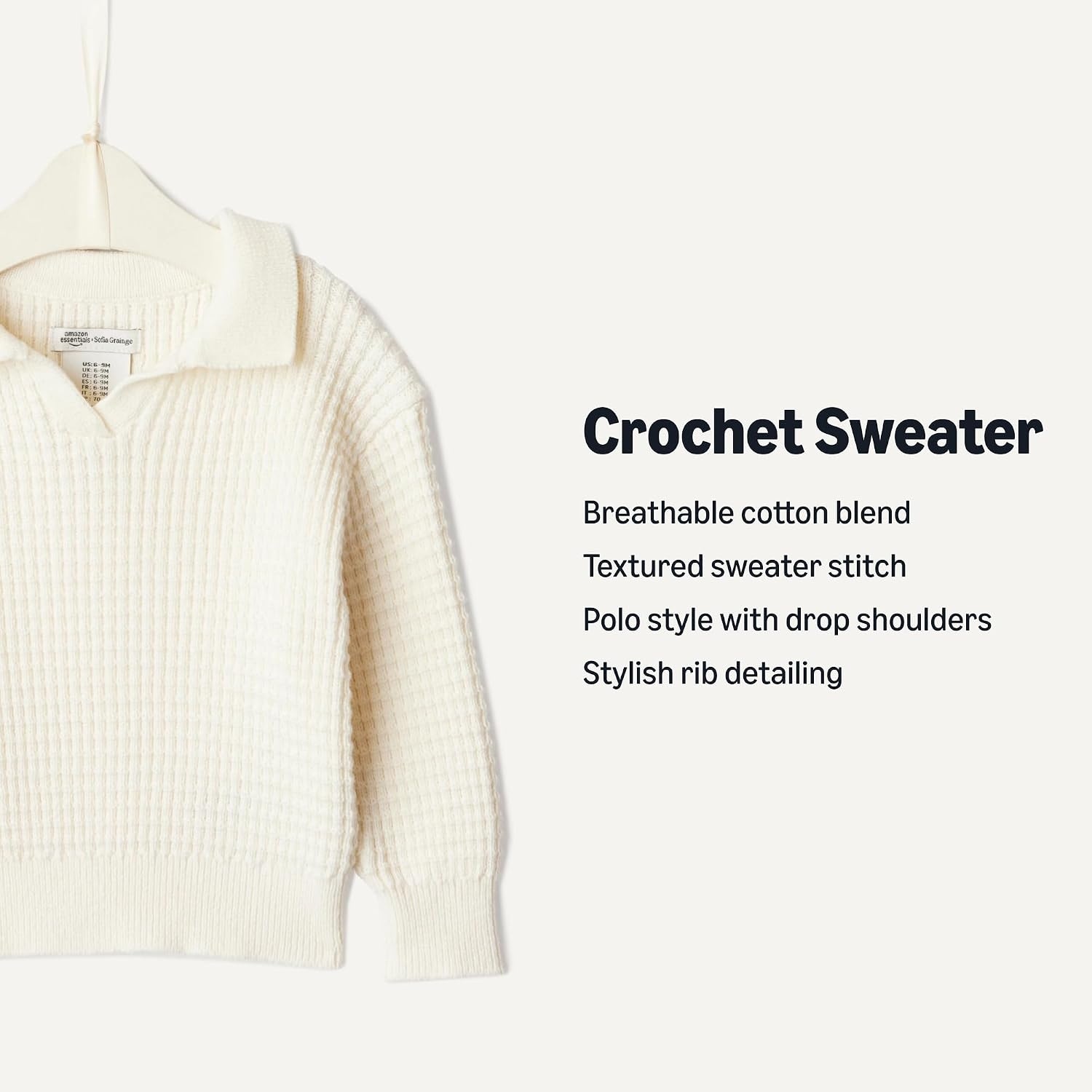 image:imageAmazon Essentials x Sofia Grainge Mommy amp Me Cotton Crochet Sweaters amp Tank SetsIvory