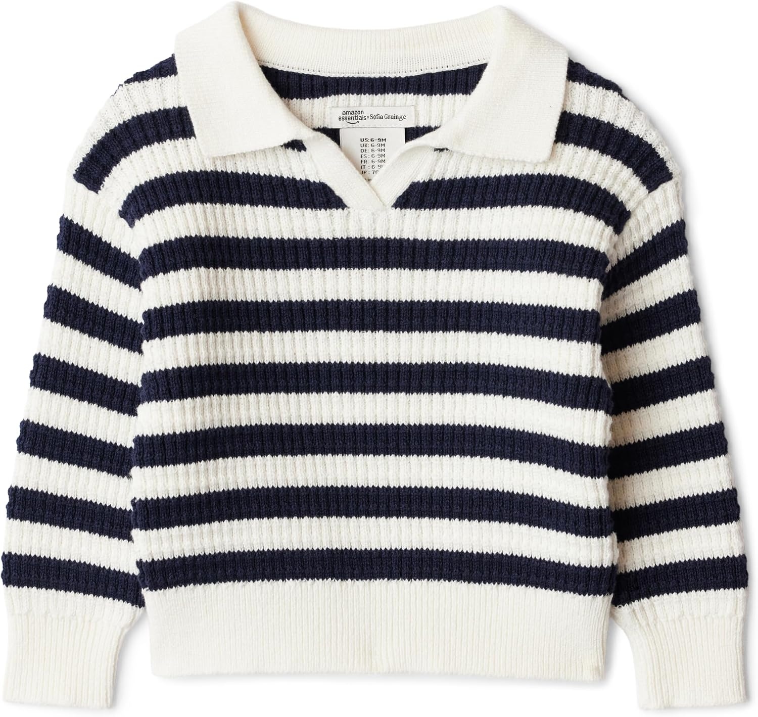 image:imageAmazon Essentials x Sofia Grainge Mommy amp Me Cotton Crochet Sweaters amp Tank SetsIvory Navy Polo Stripe