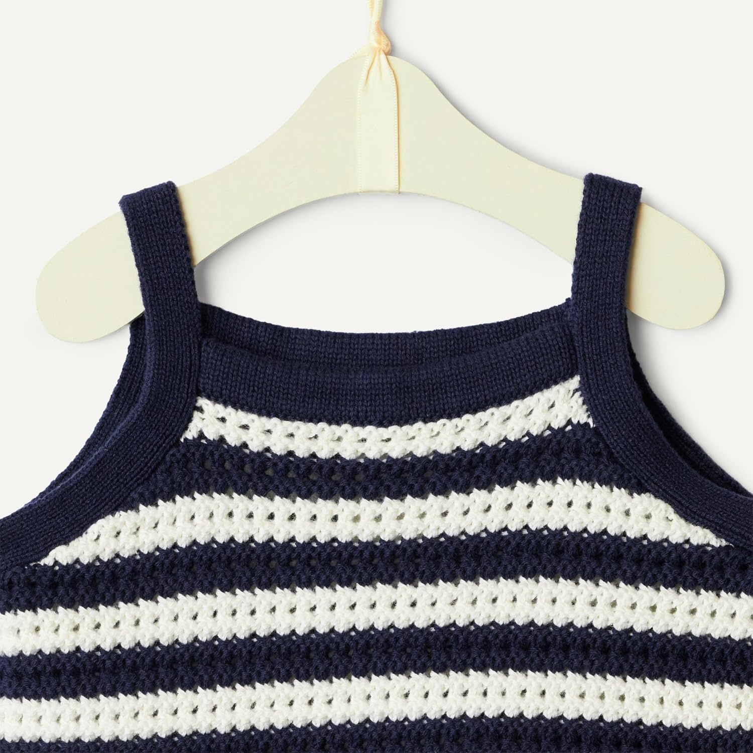 image:imageAmazon Essentials x Sofia Grainge Mommy amp Me Cotton Crochet Sweaters amp Tank SetsIvory Navy Polo Stripe