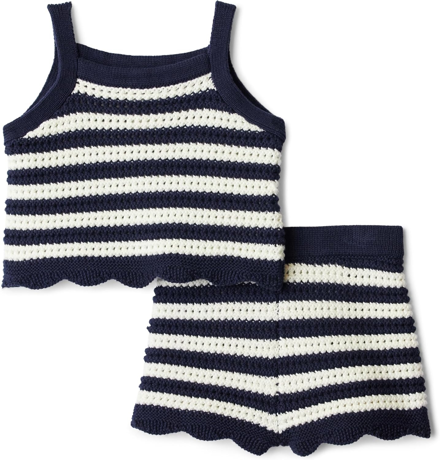 image:imageAmazon Essentials x Sofia Grainge Mommy amp Me Cotton Crochet Sweaters amp Tank SetsIvory Navy Polo Stripe