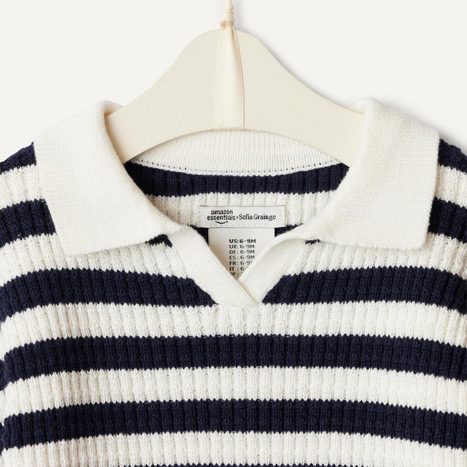 image:imageAmazon Essentials x Sofia Grainge Mommy amp Me Cotton Crochet Sweaters amp Tank SetsIvory Navy Polo Stripe