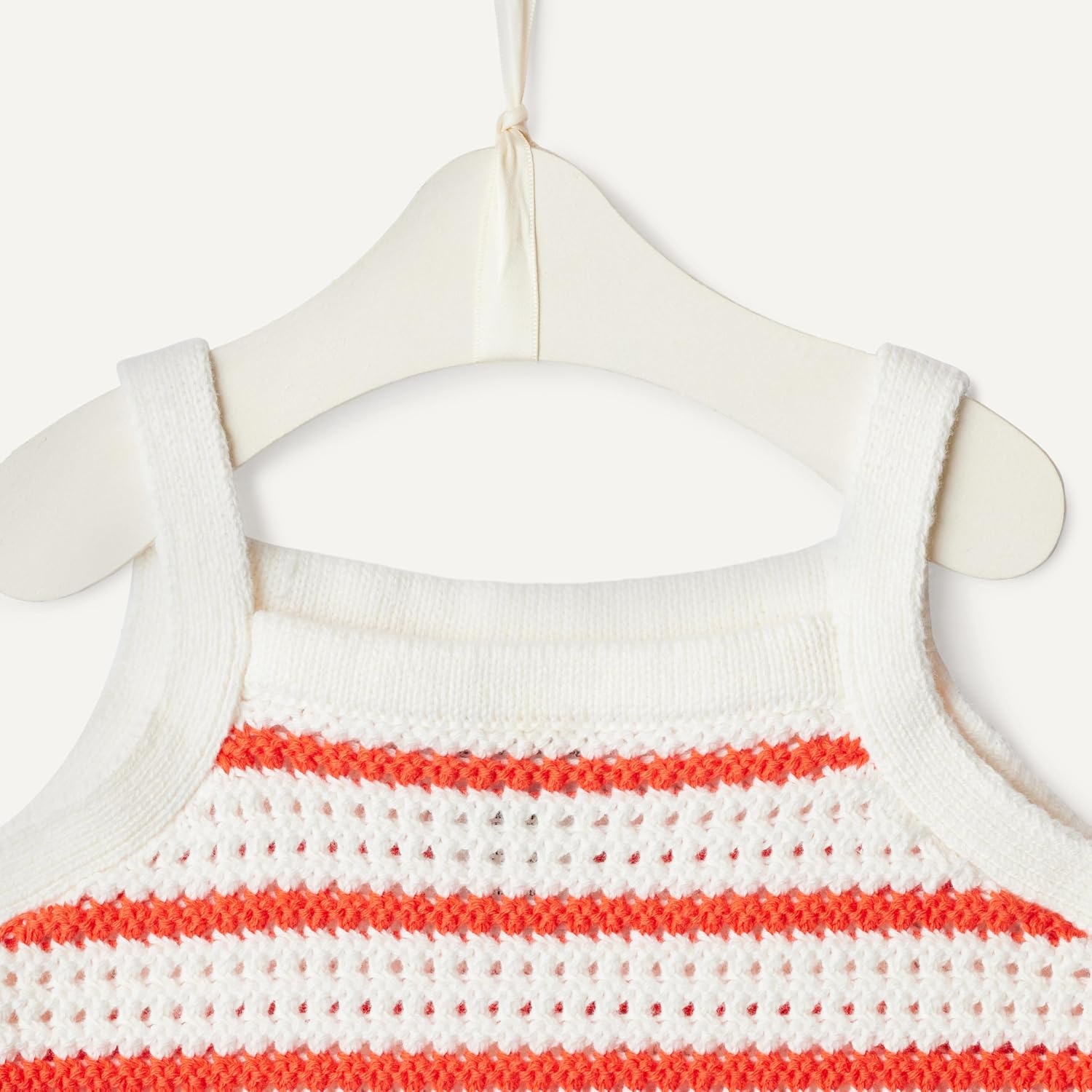 image:imageAmazon Essentials x Sofia Grainge Mommy amp Me Cotton Crochet Sweaters amp Tank SetsIvory Red Uneven Stripe