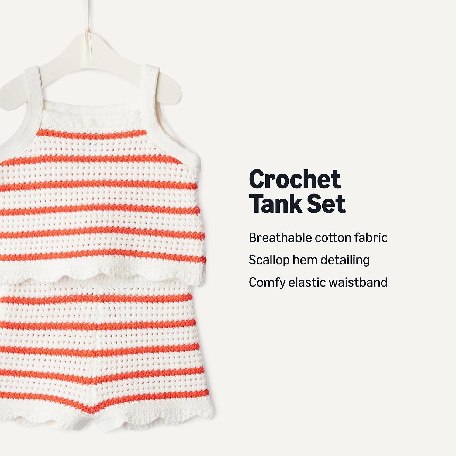 image:imageAmazon Essentials x Sofia Grainge Mommy amp Me Cotton Crochet Sweaters amp Tank SetsIvory Red Uneven Stripe