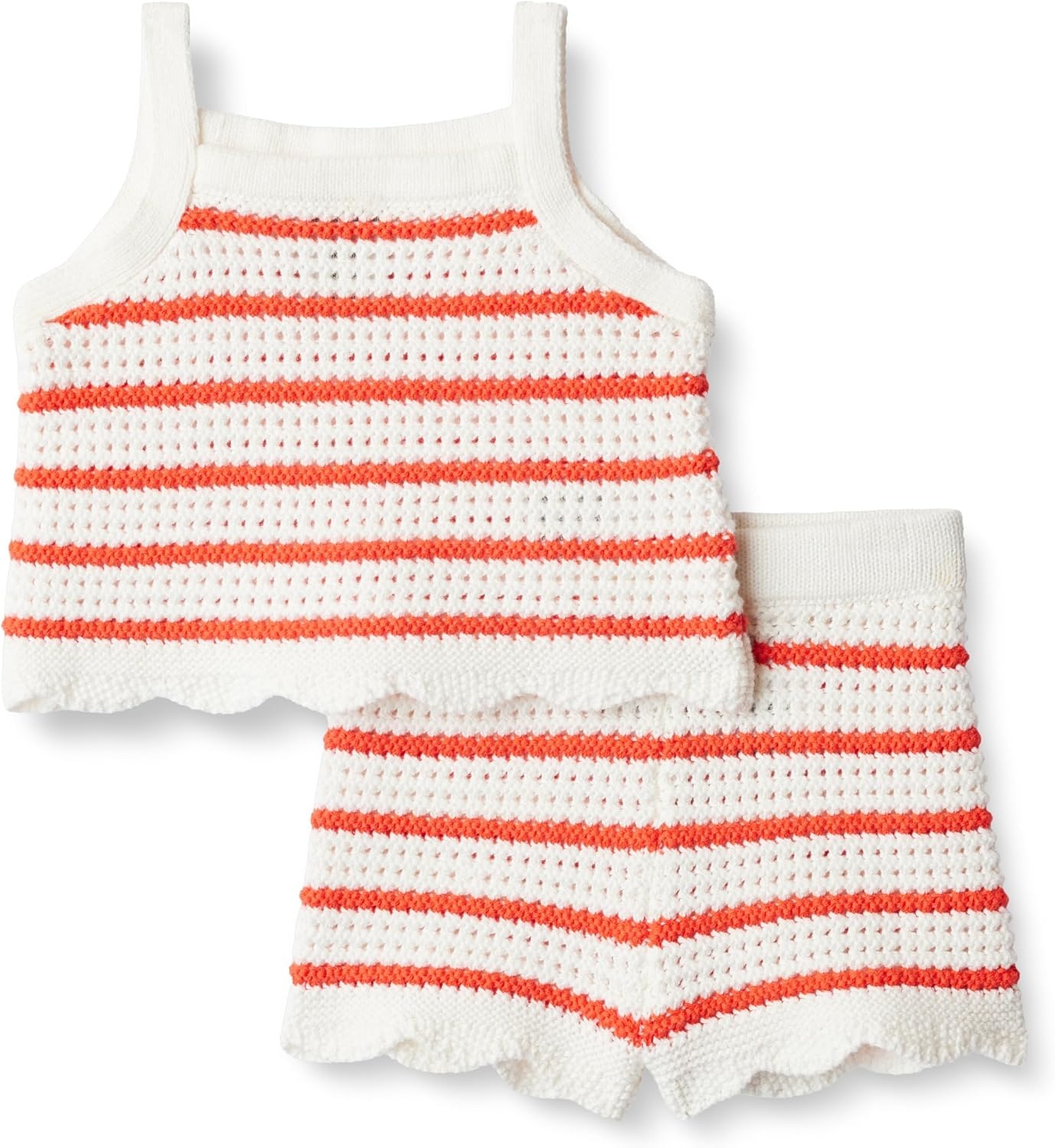 image:imageAmazon Essentials x Sofia Grainge Mommy amp Me Cotton Crochet Sweaters amp Tank SetsIvory Red Uneven Stripe