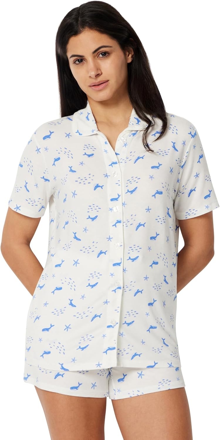 image:imageAmazon Essentials x Sofia Grainge Mommy and Me Short Sleeve Pajama SetIvory Whales