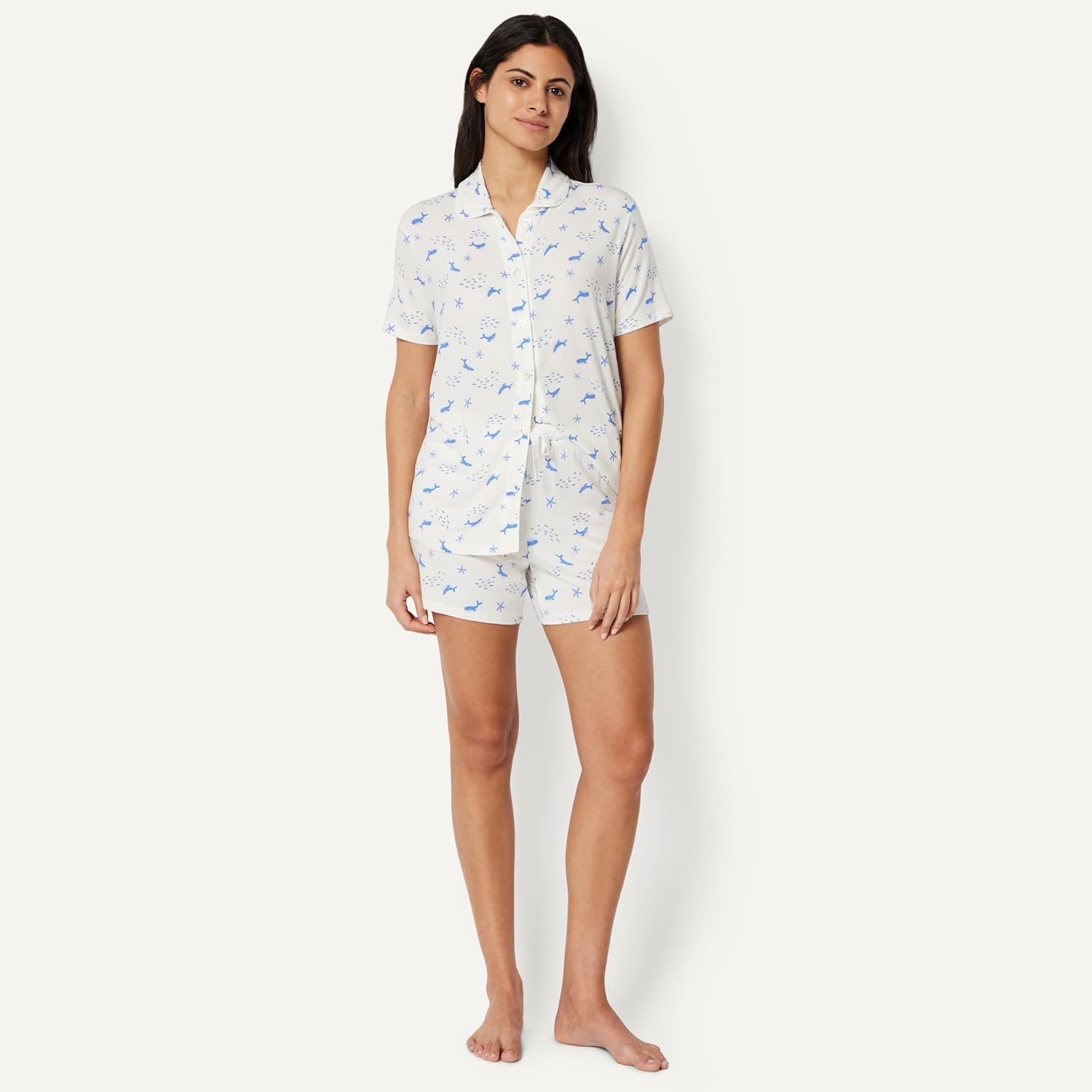 image:imageAmazon Essentials x Sofia Grainge Mommy and Me Short Sleeve Pajama SetIvory Whales