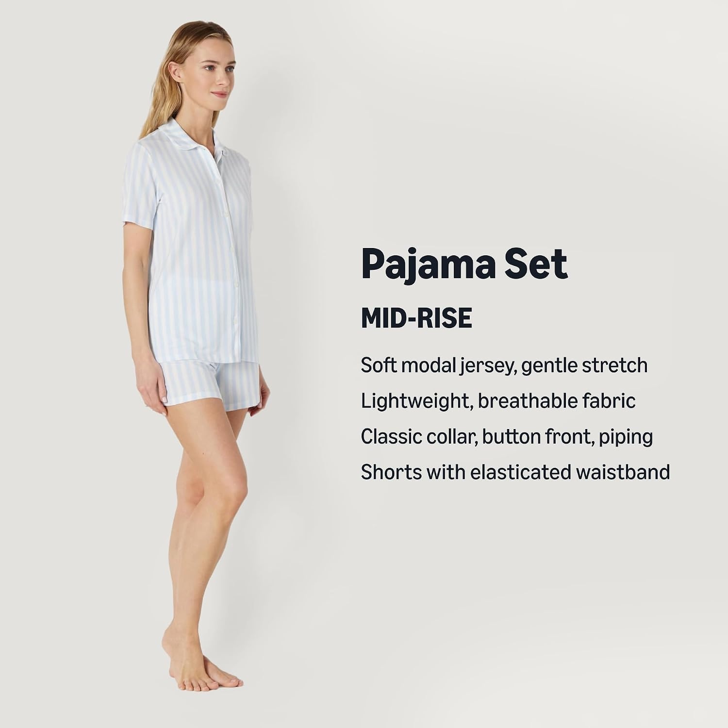 image:imageAmazon Essentials x Sofia Grainge Mommy and Me Short Sleeve Pajama SetPale Blue Bold Stripe