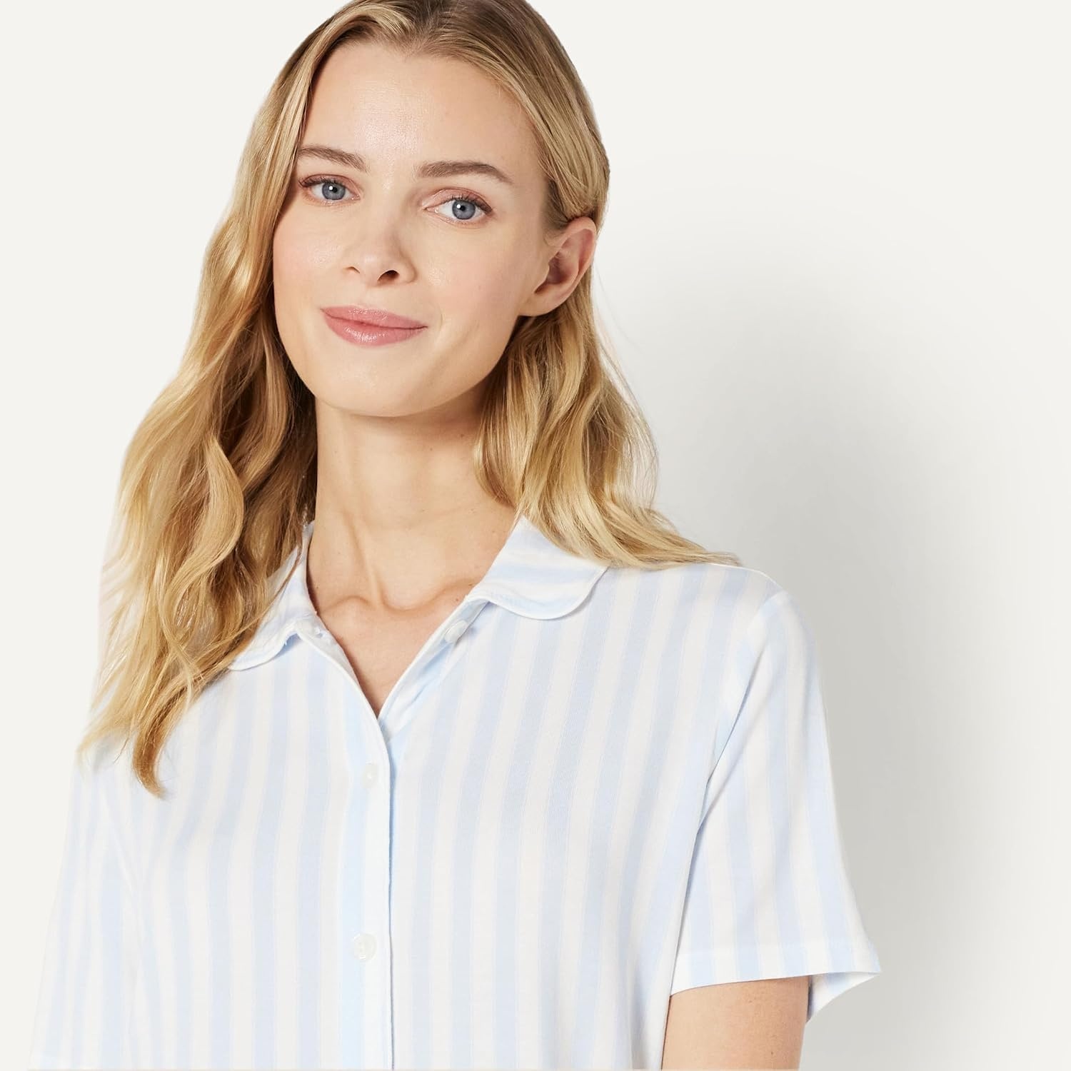 image:imageAmazon Essentials x Sofia Grainge Mommy and Me Short Sleeve Pajama SetPale Blue Bold Stripe