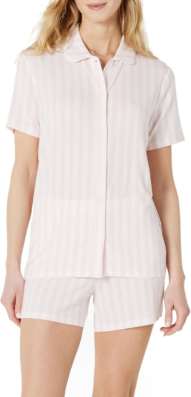 image:imageAmazon Essentials x Sofia Grainge Mommy and Me Short Sleeve Pajama SetPale Pink Bold Stripe