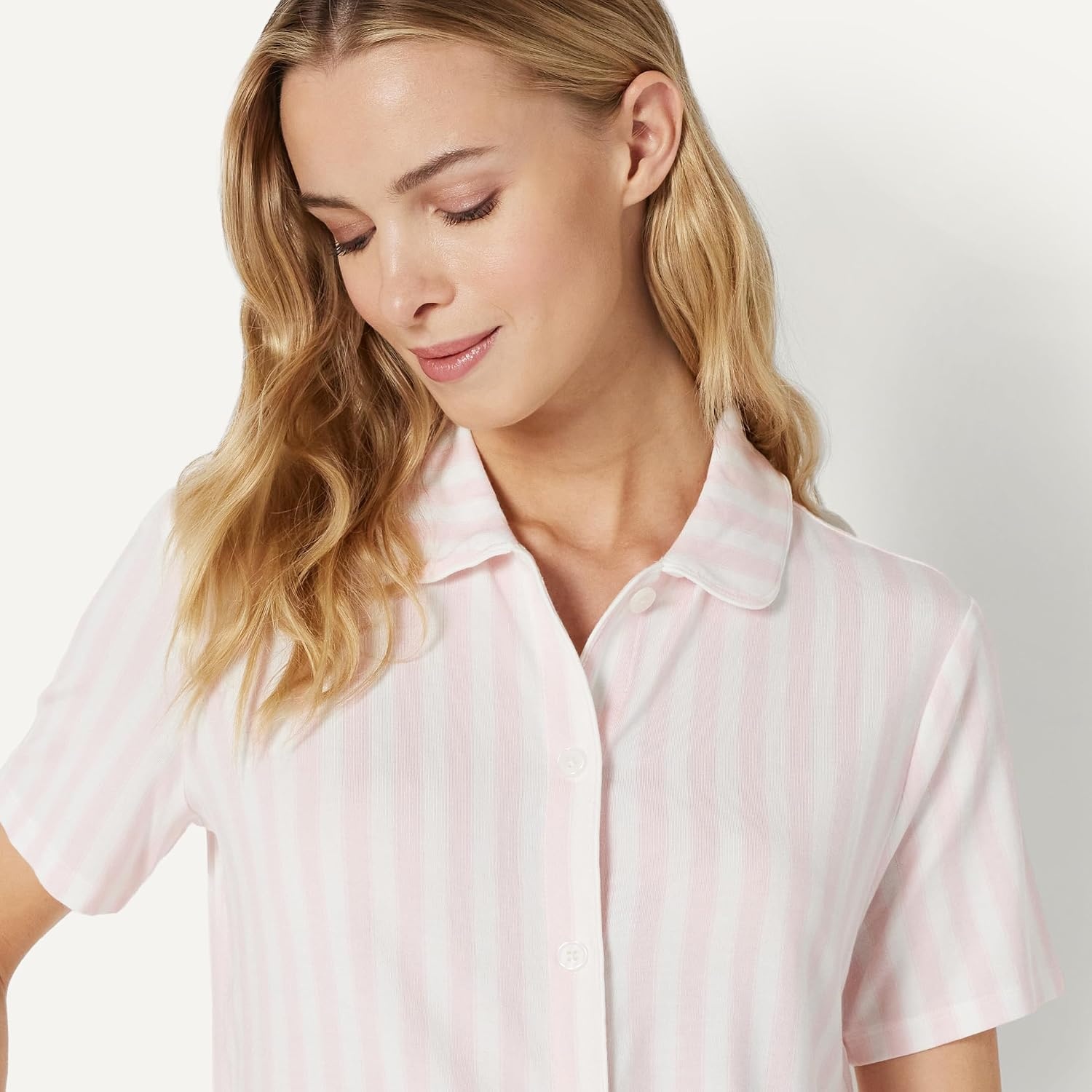 image:imageAmazon Essentials x Sofia Grainge Mommy and Me Short Sleeve Pajama SetPale Pink Bold Stripe
