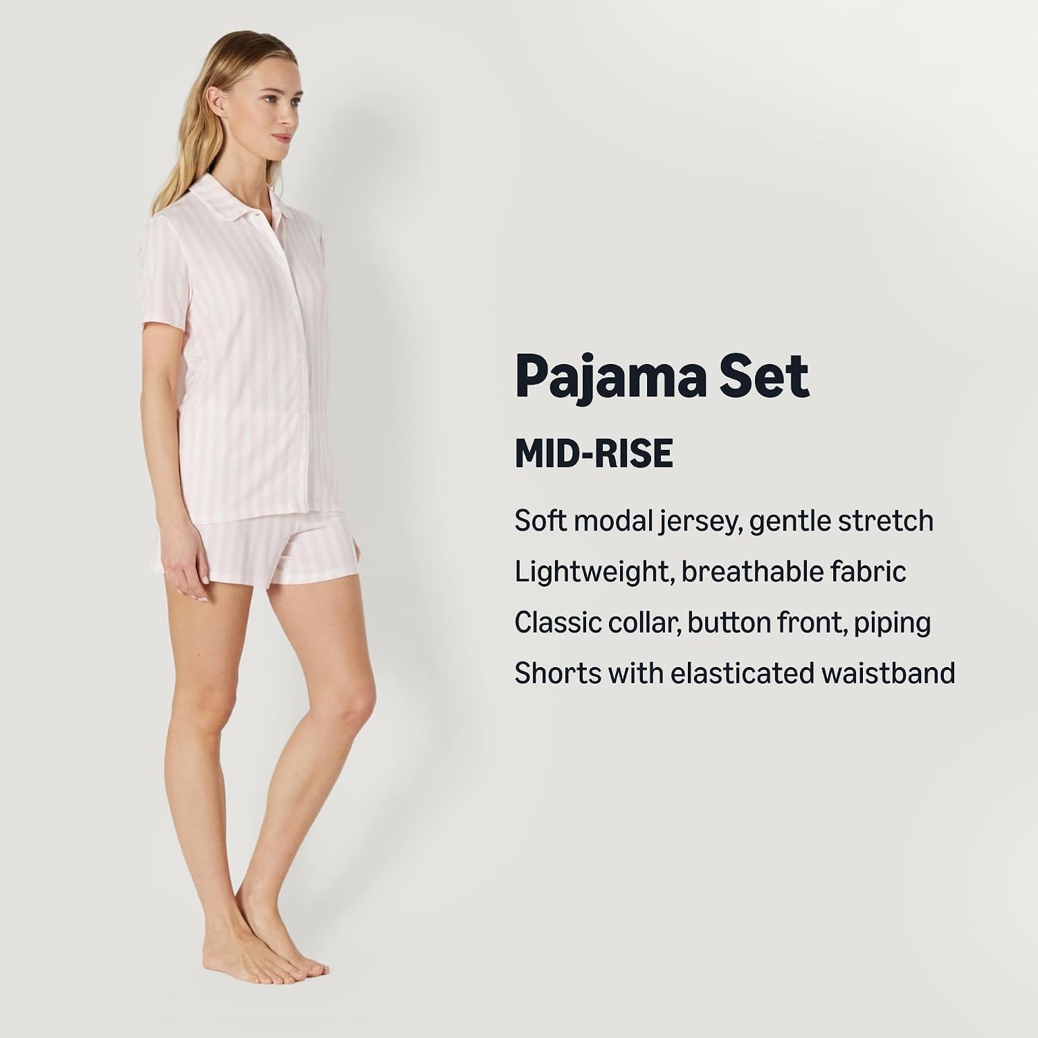 image:imageAmazon Essentials x Sofia Grainge Mommy and Me Short Sleeve Pajama SetPale Pink Bold Stripe