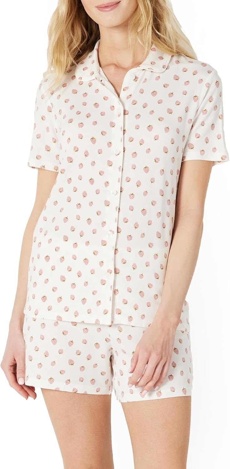 image:imageAmazon Essentials x Sofia Grainge Mommy and Me Short Sleeve Pajama SetPeach Strawberry Toss