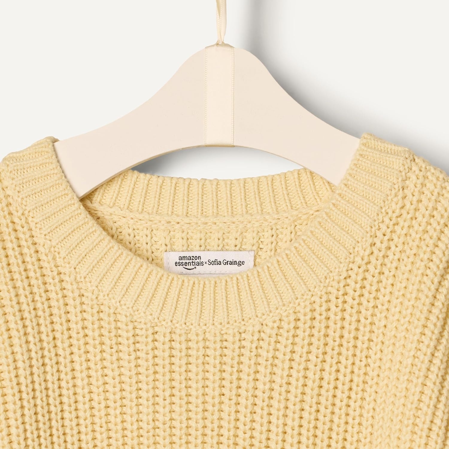 image:imageAmazon Essentials x Sofia Grainge Toddler and Baby Boys Cotton Knit Drop Shoulder Sweater with Ribbing at Neck Cuffs HemButter Yellow