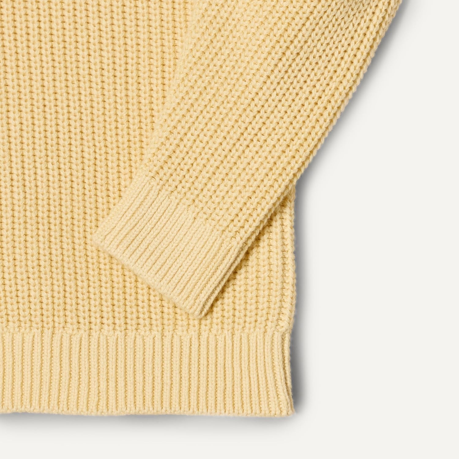 image:imageAmazon Essentials x Sofia Grainge Toddler and Baby Boys Cotton Knit Drop Shoulder Sweater with Ribbing at Neck Cuffs HemButter Yellow