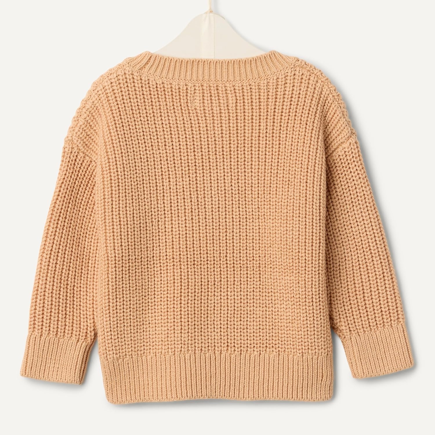 image:imageAmazon Essentials x Sofia Grainge Toddler and Baby Boys Cotton Knit Drop Shoulder Sweater with Ribbing at Neck Cuffs HemLight Camel