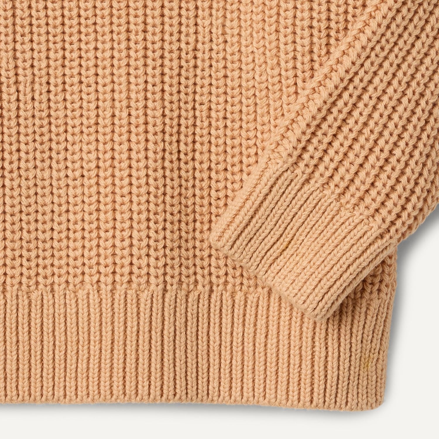 image:imageAmazon Essentials x Sofia Grainge Toddler and Baby Boys Cotton Knit Drop Shoulder Sweater with Ribbing at Neck Cuffs HemLight Camel