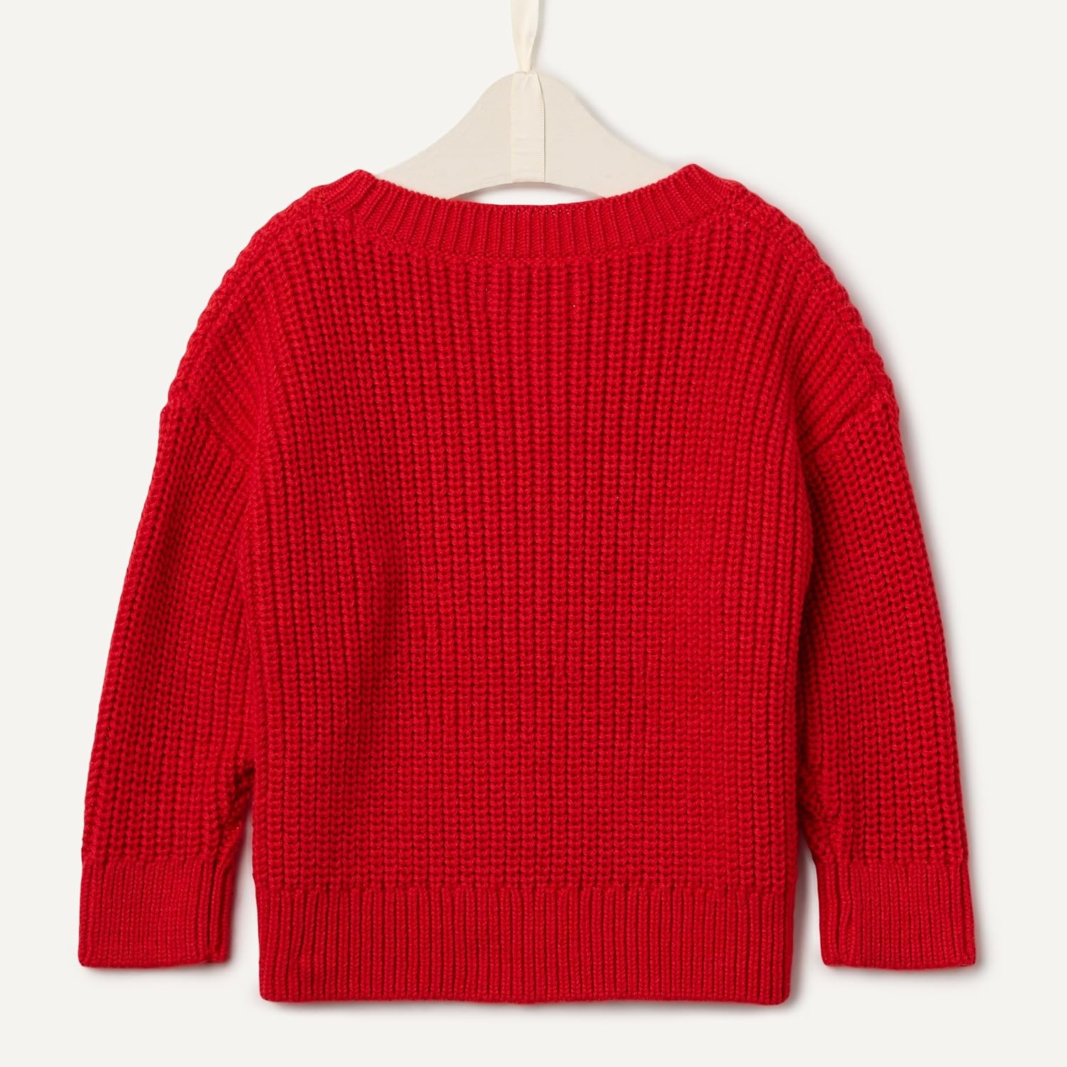 image:imageAmazon Essentials x Sofia Grainge Toddler and Baby Boys Cotton Knit Drop Shoulder Sweater with Ribbing at Neck Cuffs HemRed