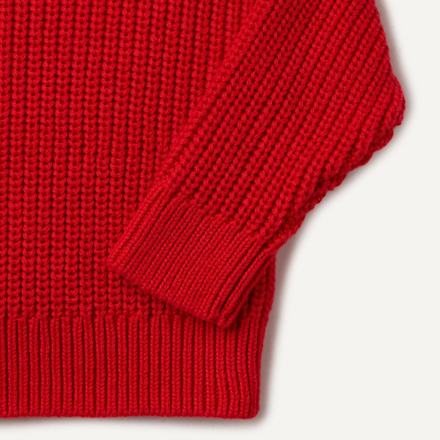 image:imageAmazon Essentials x Sofia Grainge Toddler and Baby Boys Cotton Knit Drop Shoulder Sweater with Ribbing at Neck Cuffs HemRed