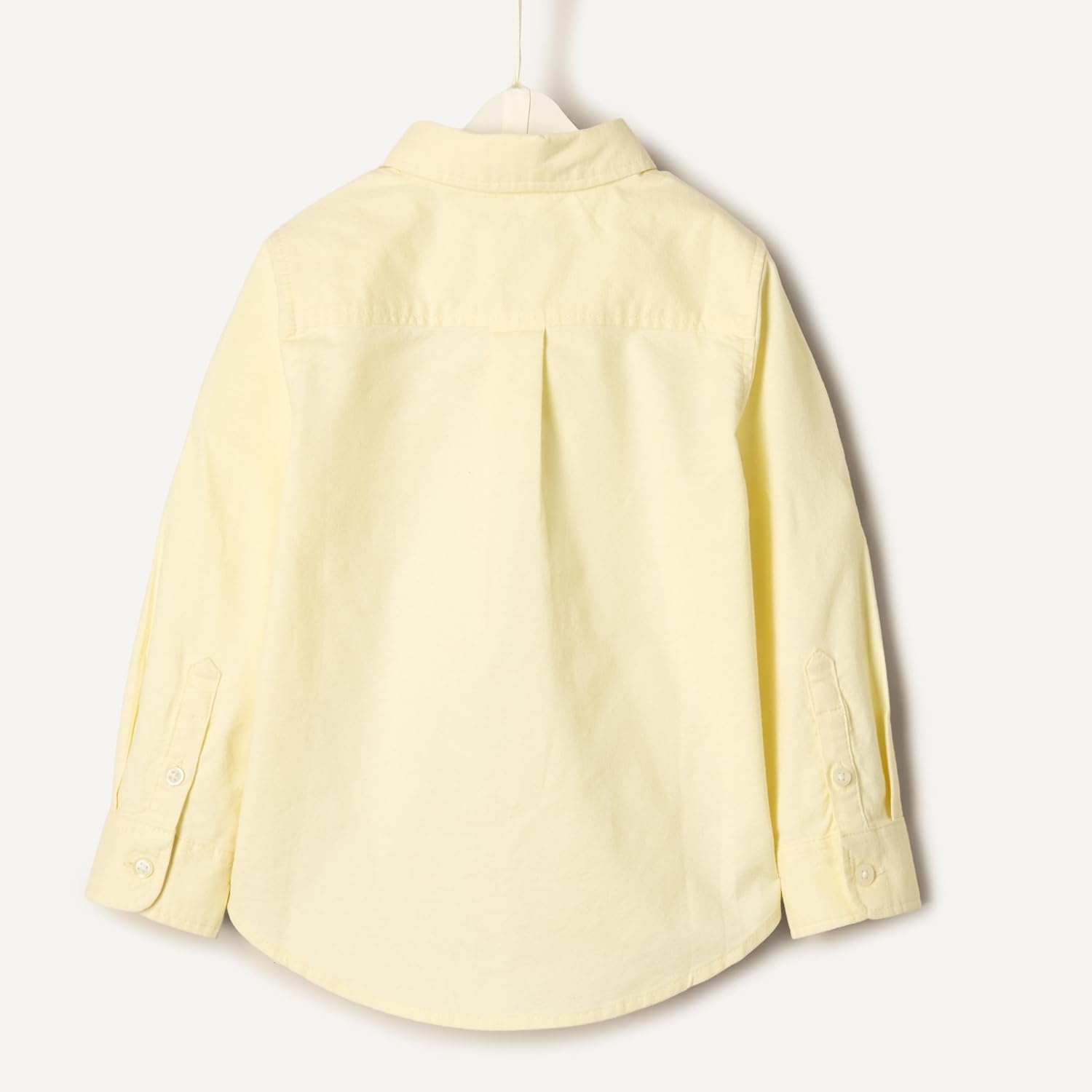 image:imageAmazon Essentials x Sofia Grainge Toddler and Baby Boys Stretch Oxford Band Collar Shirt with Patch PocketButter Yellow