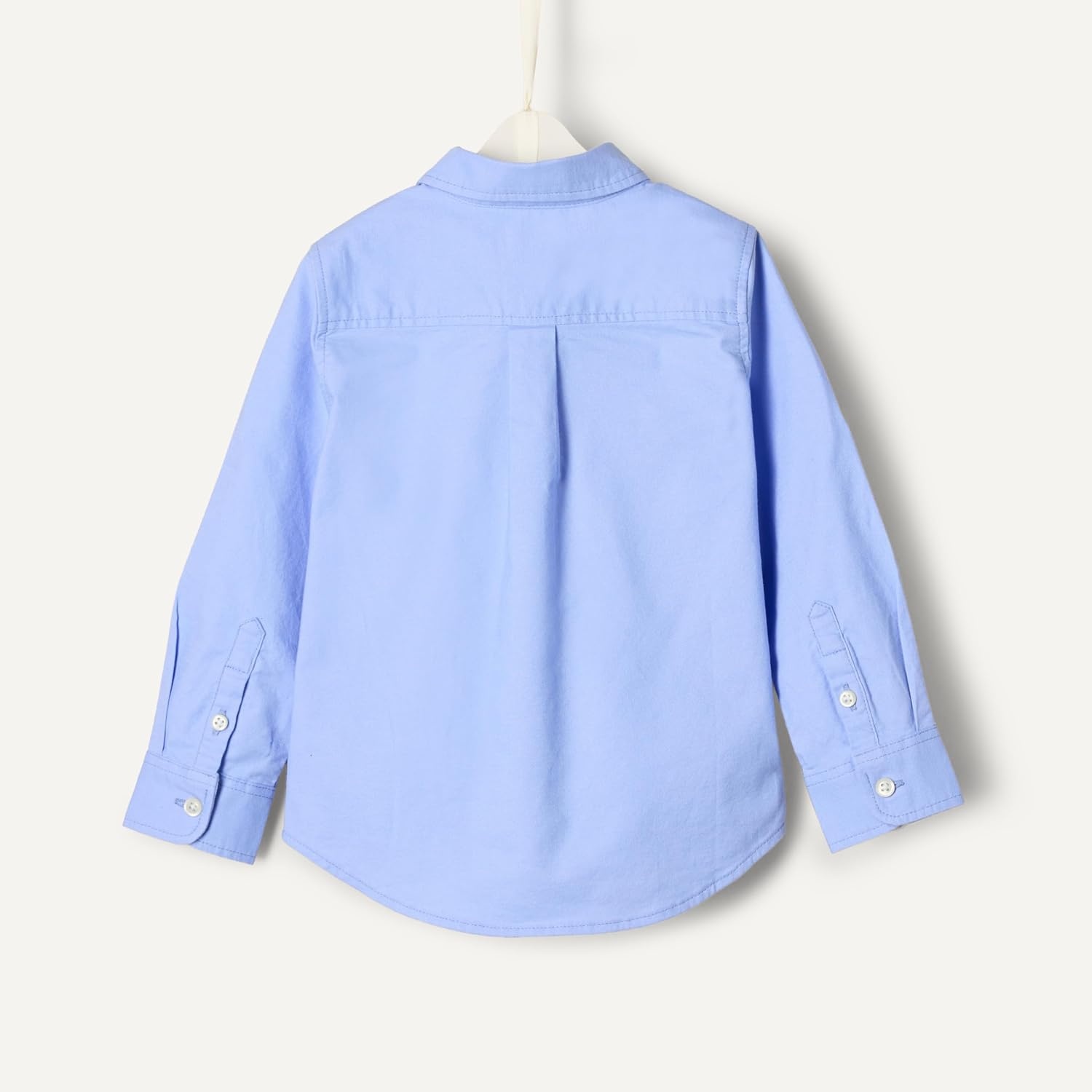 image:imageAmazon Essentials x Sofia Grainge Toddler and Baby Boys Stretch Oxford Band Collar Shirt with Patch PocketPowder Blue
