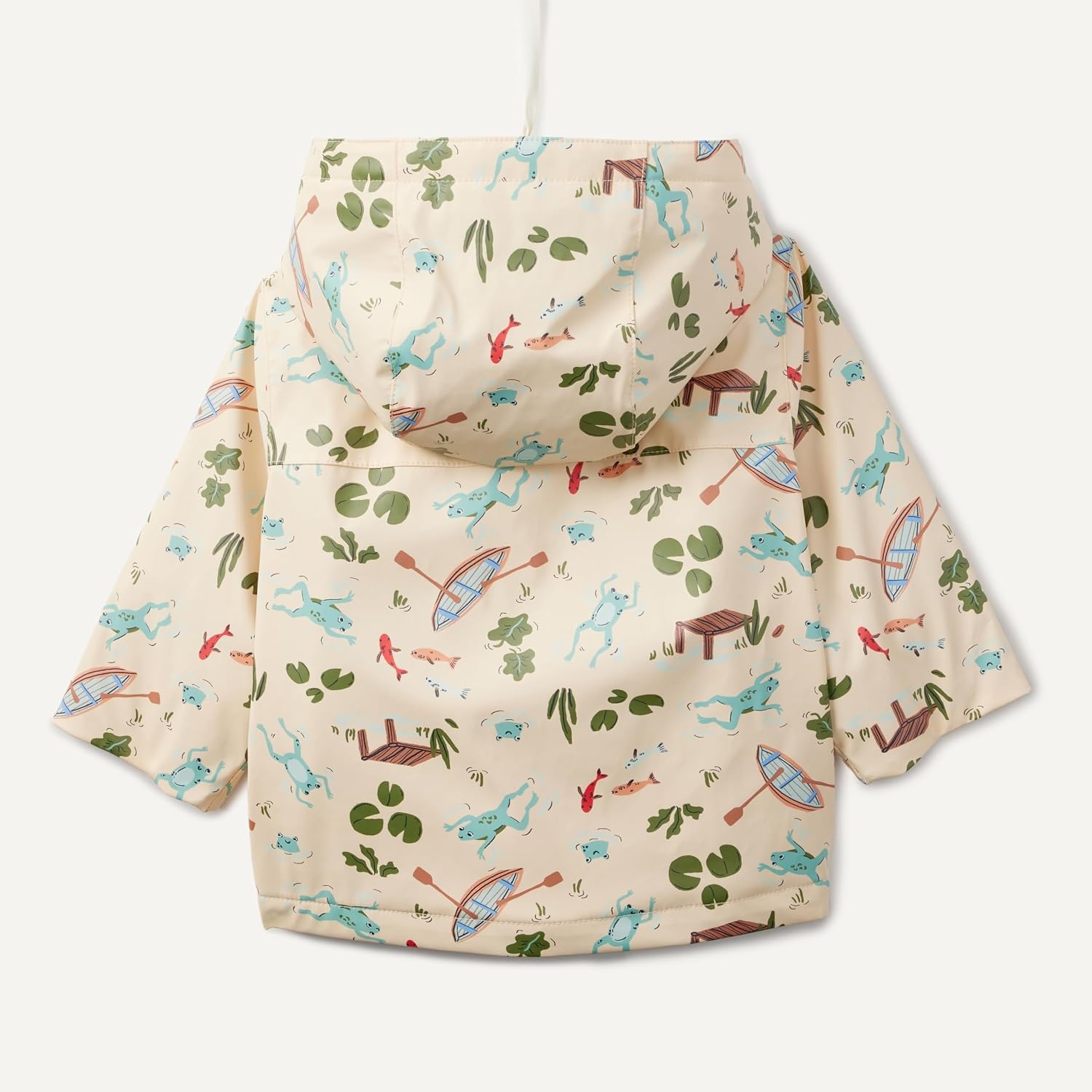 image:imageAmazon Essentials x Sofia Grainge Toddler and Baby Boys WaterRepellent Rain Jacket with Quilted LiningLight Tan Frogs