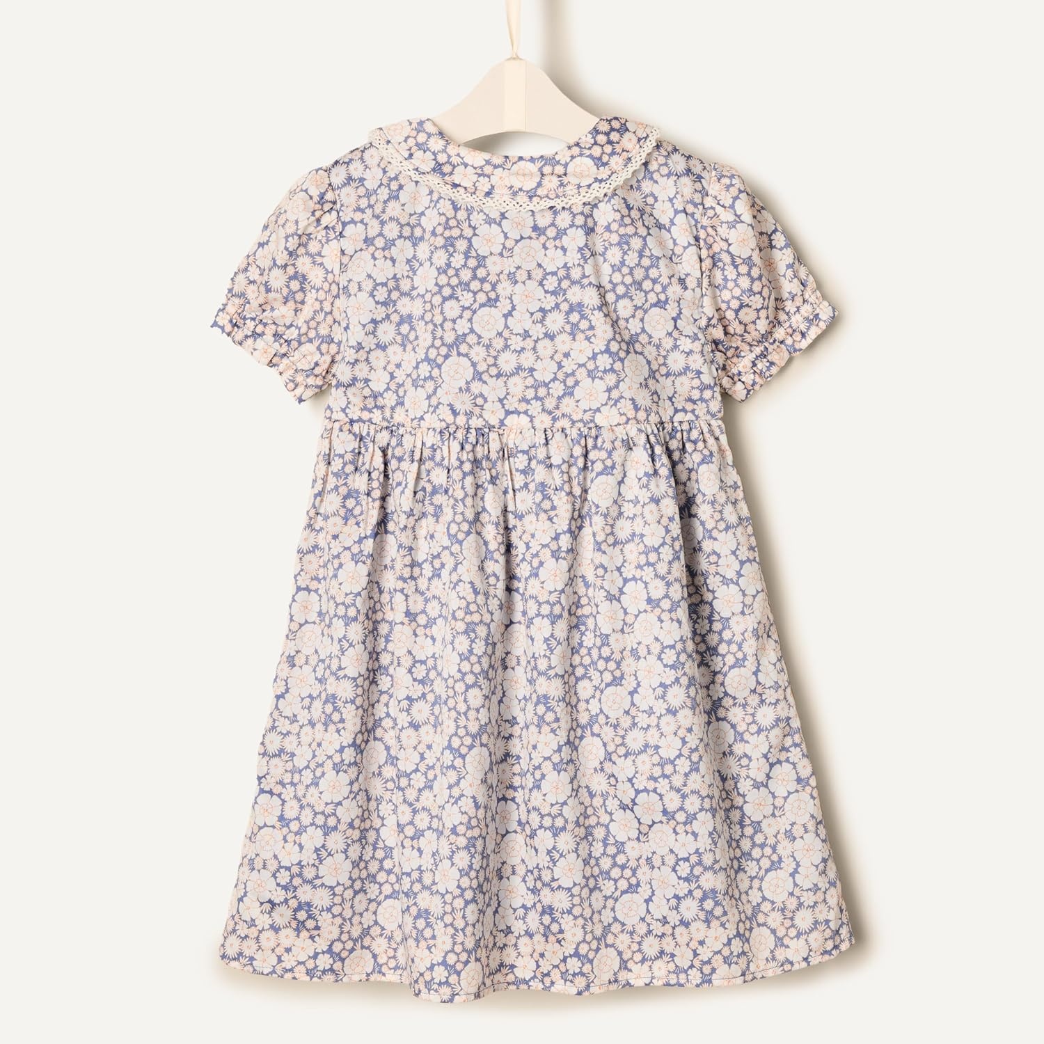 image:imageAmazon Essentials x Sofia Grainge Toddler and Baby Girls Cotton Sateen Dress with CollarBlue Ivory Delicate Floral