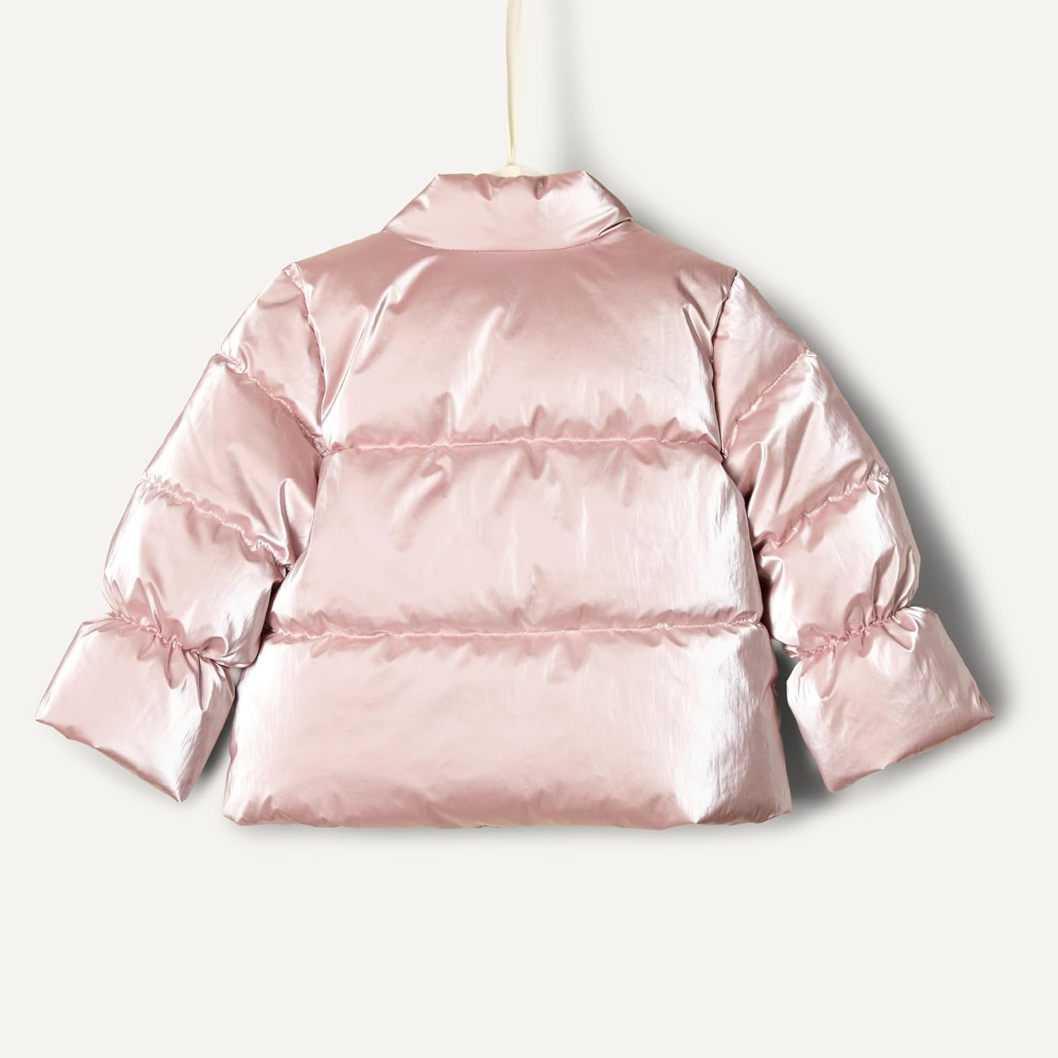 image:imageAmazon Essentials x Sofia Grainge Toddler and Baby Girls Heavyweight Fleece Lined Taffeta Puffer JacketMetallic Light Pink
