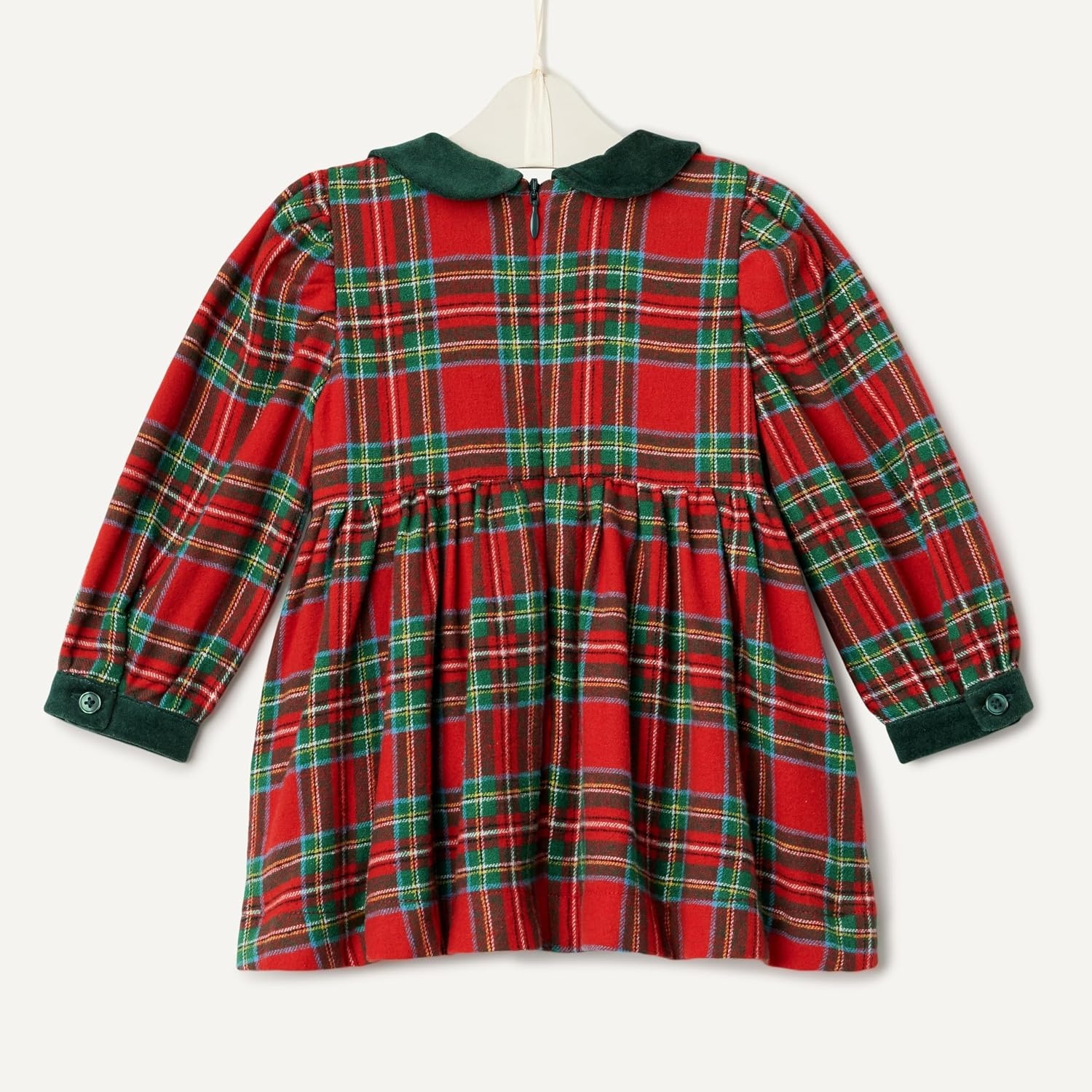 image:imageAmazon Essentials x Sofia Grainge Toddler and Baby Girls Long Sleeve Flannel Dress with Velvet Collar Fit and FlareCherry Red Festive Plaid