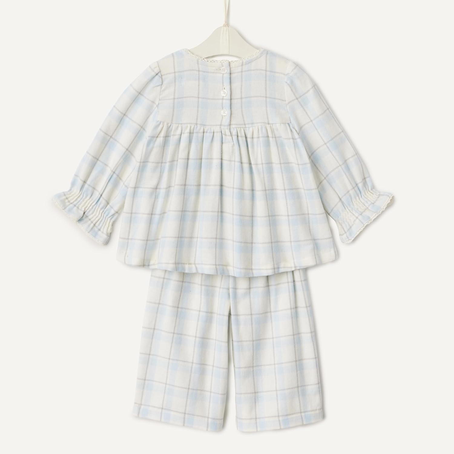 image:imageAmazon Essentials x Sofia Grainge Toddler and Baby Girls Long Sleeve Flannel SetIvory Light Blue Simple Plaid