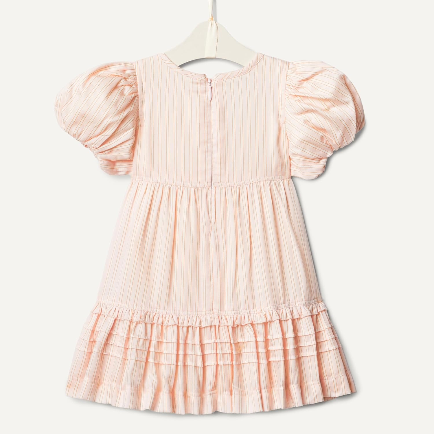 image:imageAmazon Essentials x Sofia Grainge Toddler and Baby Girls Puff Sleeve DressPeach Classic Stripe