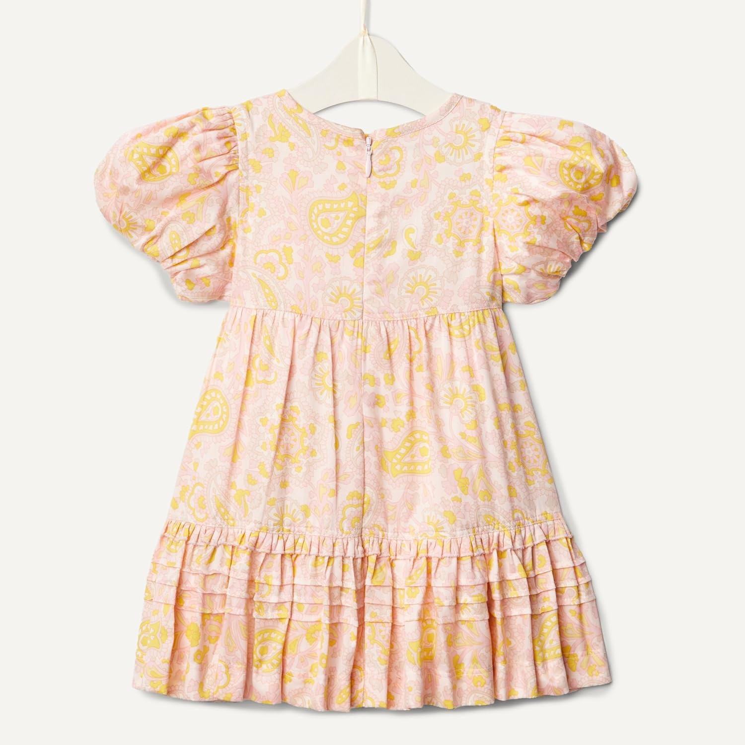 image:imageAmazon Essentials x Sofia Grainge Toddler and Baby Girls Puff Sleeve DressShell Pink Ornate Paisley