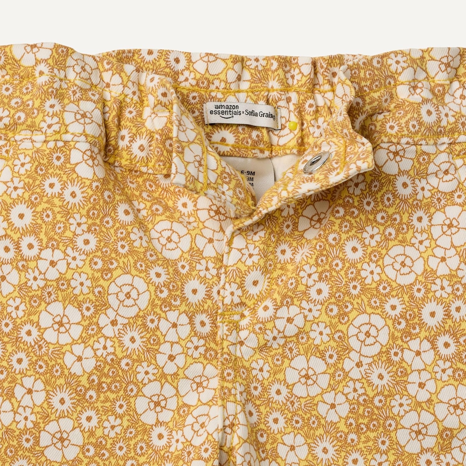 image:imageAmazon Essentials x Sofia Grainge Toddler and Baby Girls Straight Leg Jean with RuffleLight Yellow Delicate Floral