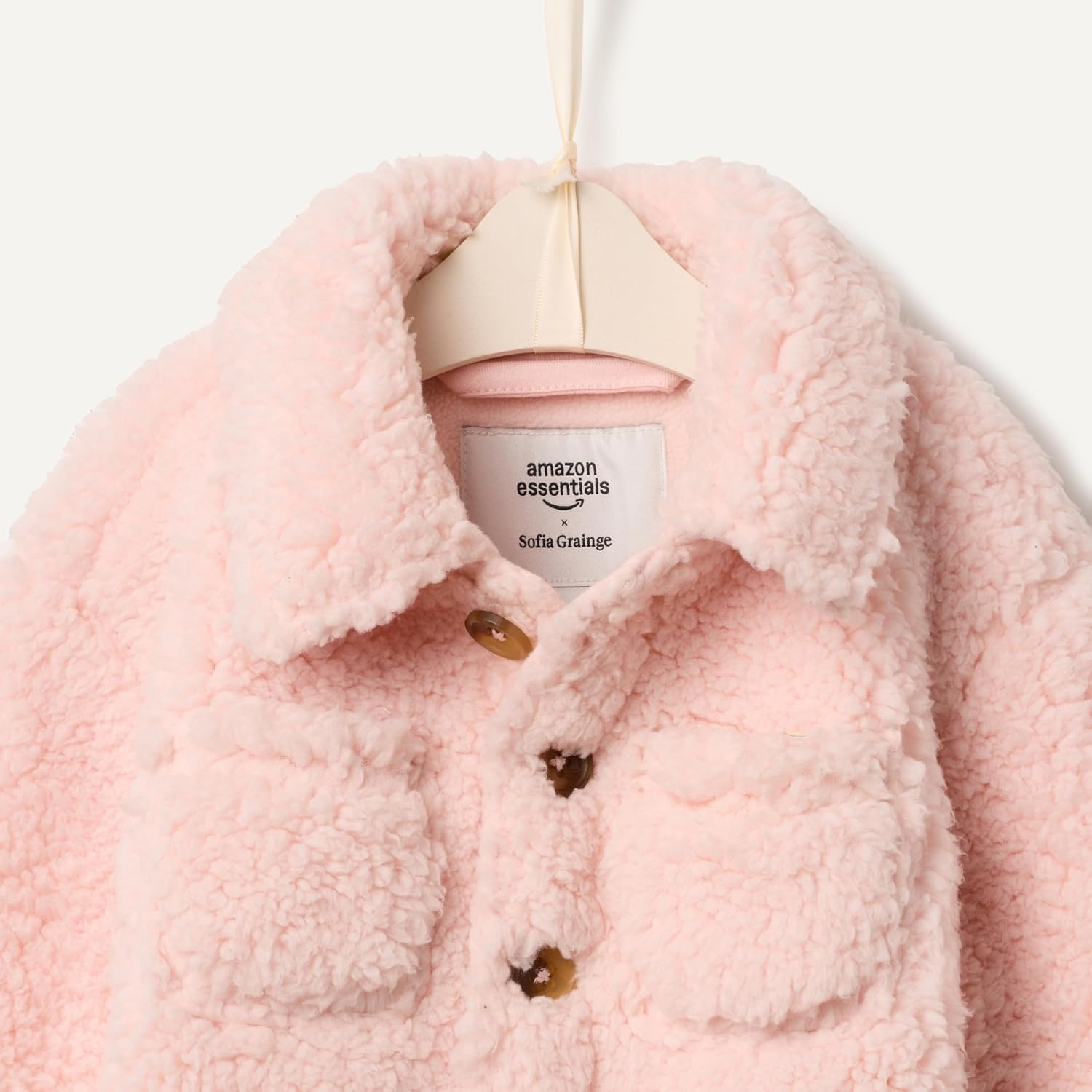 image:imageAmazon Essentials x Sofia Grainge Toddlers and Baby Boys Sherpa Fleece Overshirt JacketLight Pink